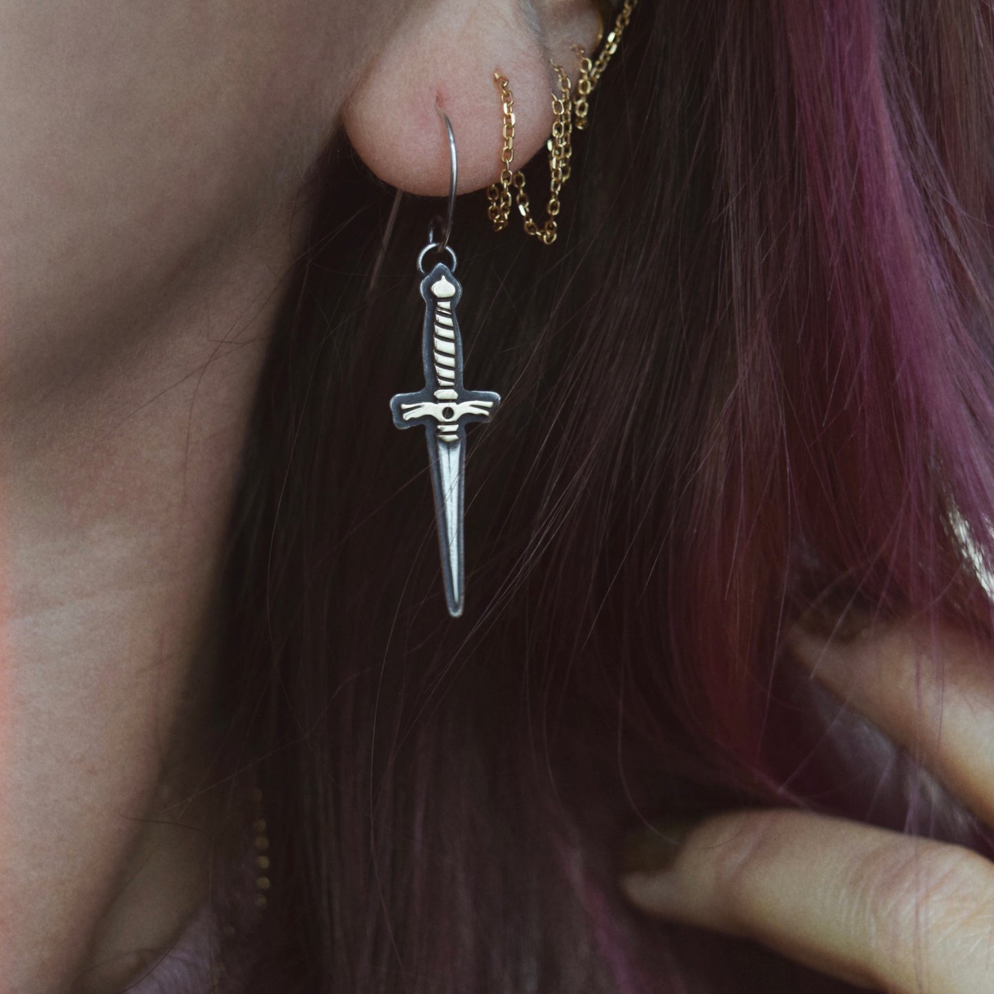 Dagger Earrings with Yellow Gold Fill