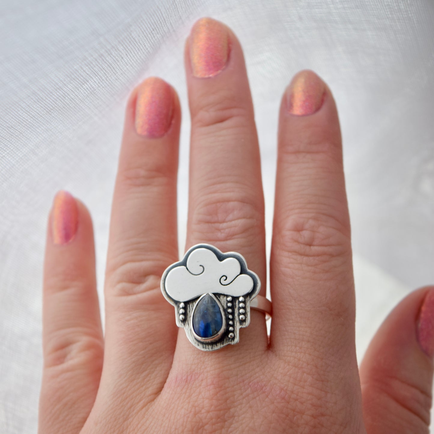Little Dark Cloud Ring with Kyanite size 7