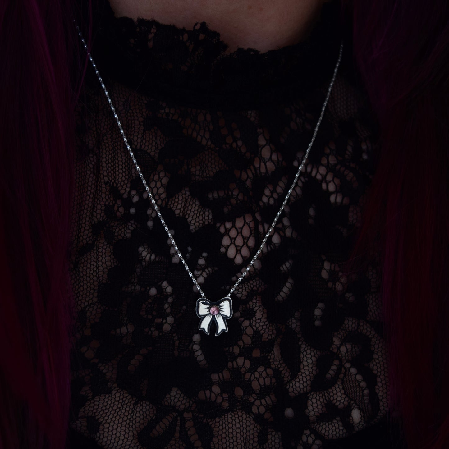 Pink Tourmaline Bow Necklace