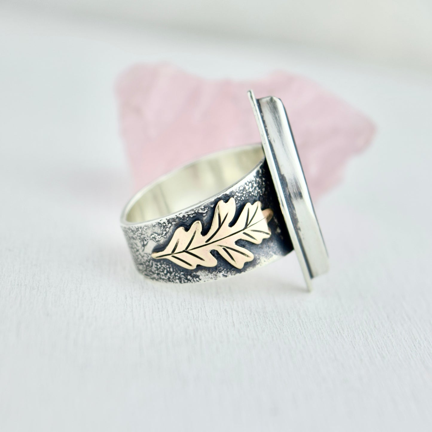 Falling Leaves Ring with Scenic Dendritic Agate and Gold Fill size 8