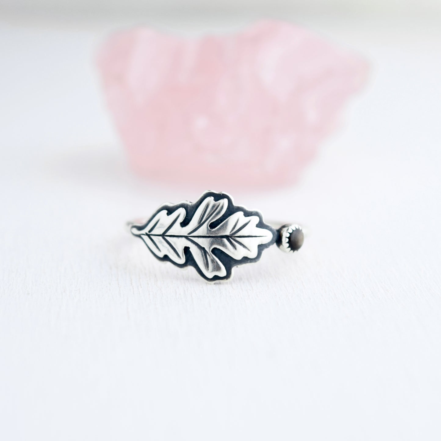 *Made to order* Oak Leaf Ring with Black Star Sapphire