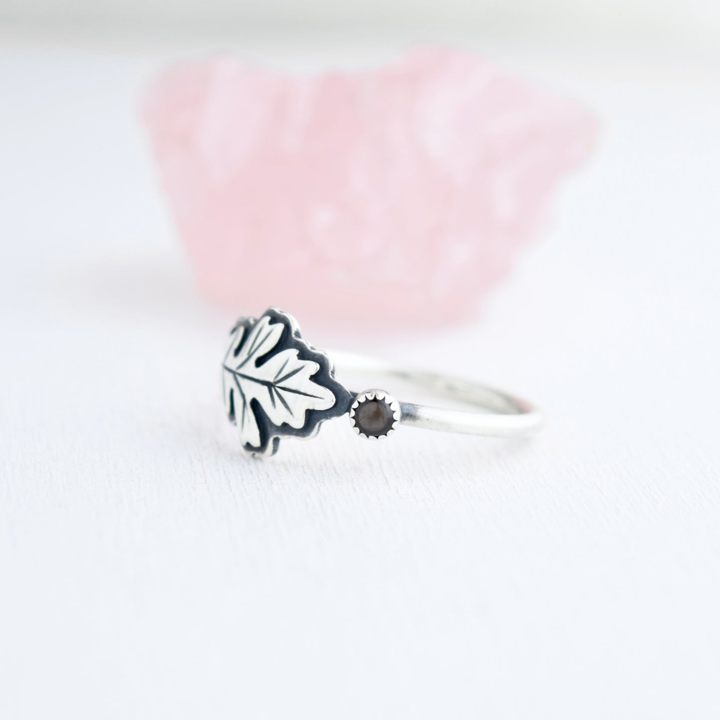 *Made to order* Oak Leaf Ring with Black Star Sapphire