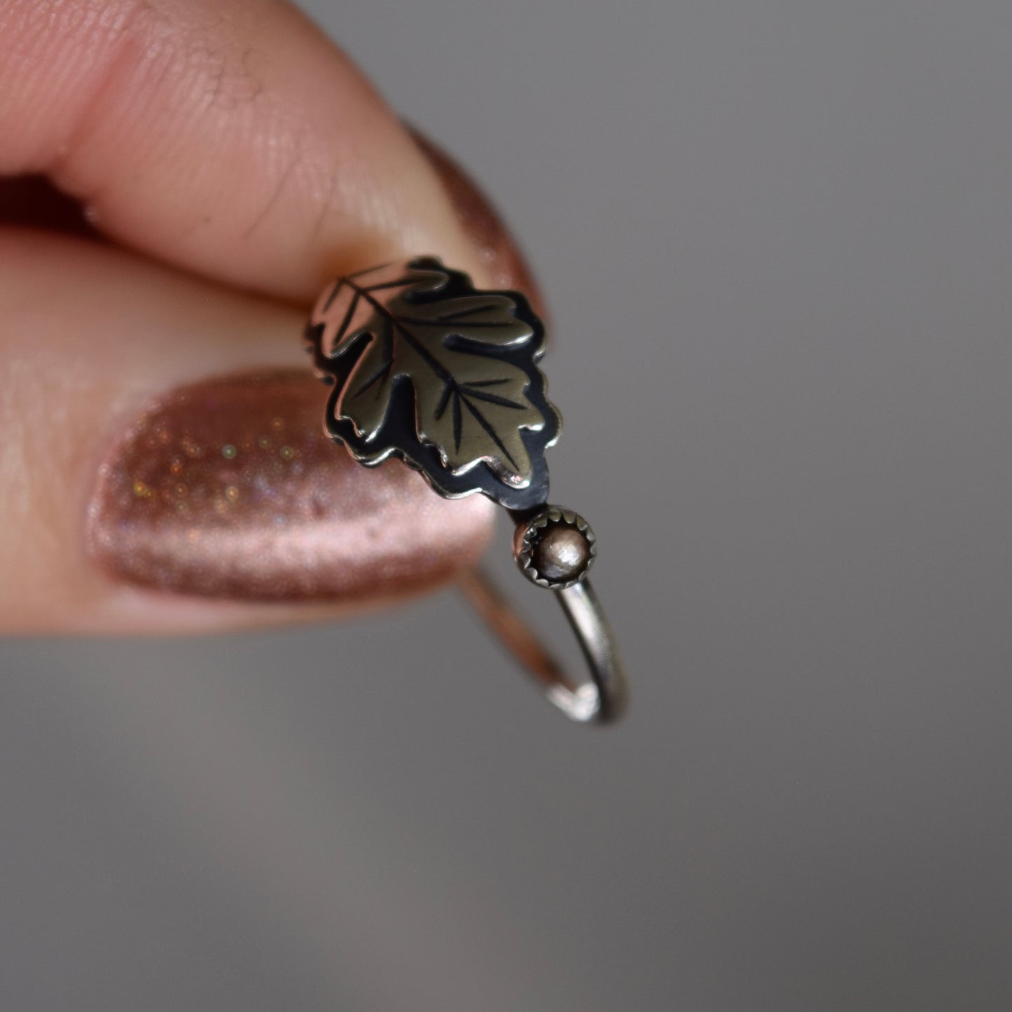 *Made to order* Oak Leaf Ring with Black Star Sapphire