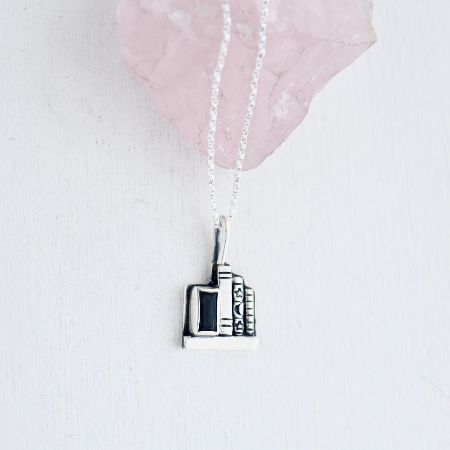 Bookshelf Necklace with London Blue Topaz