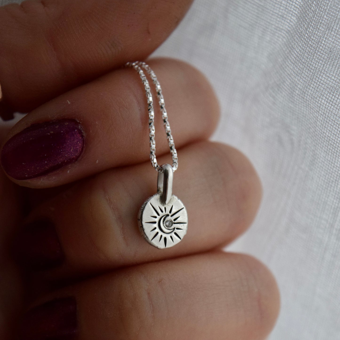 Lunar Coin Necklace with .01c Diamond