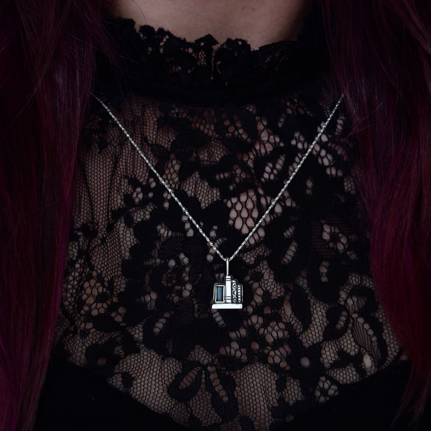 Bookshelf Necklace with London Blue Topaz