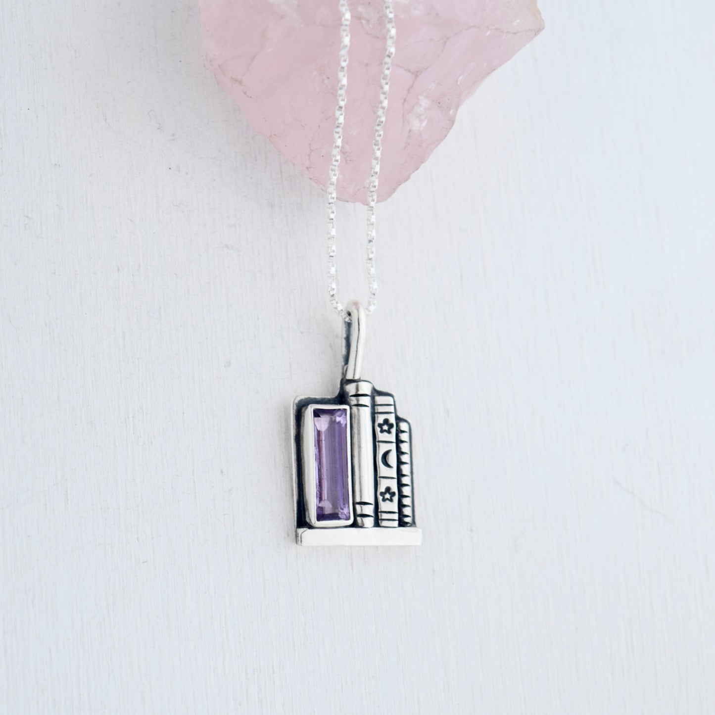 Bookshelf Necklace with Amethyst