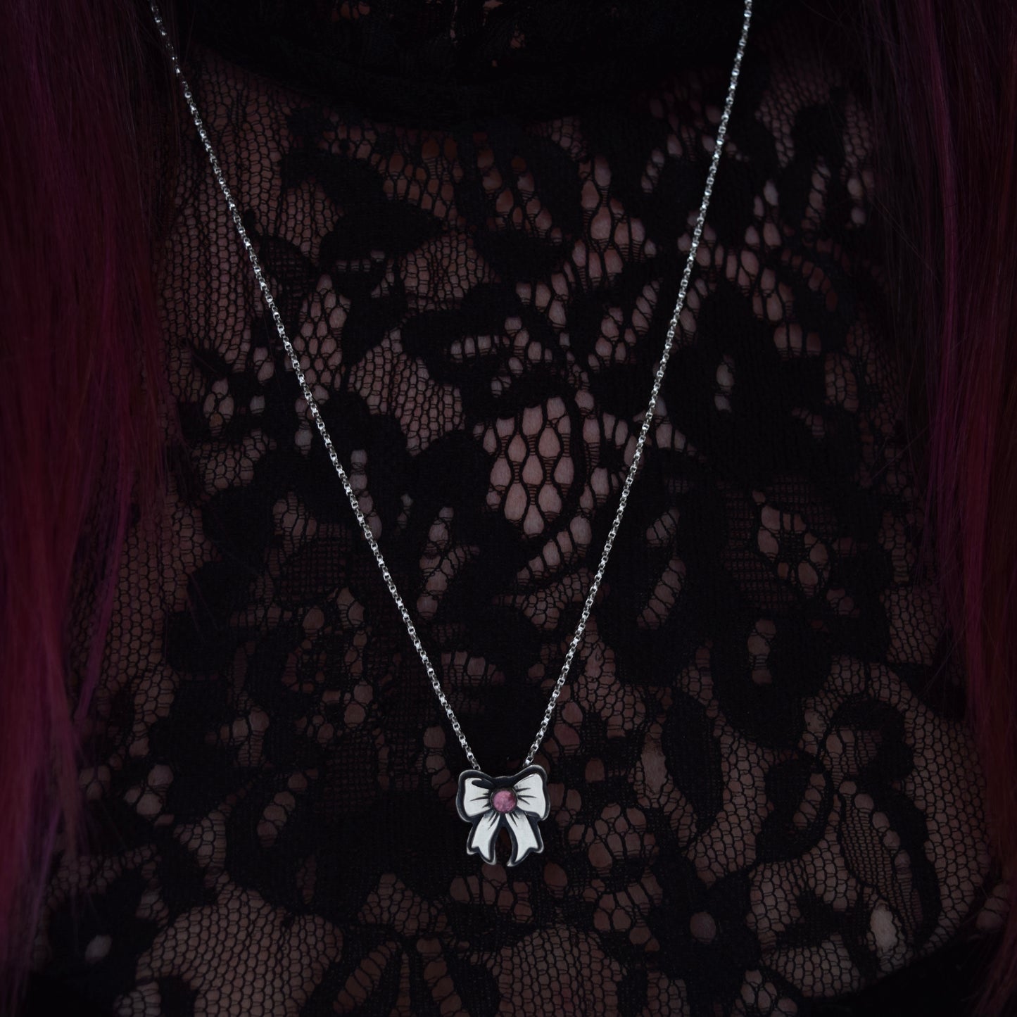 Pink Tourmaline Bow Necklace