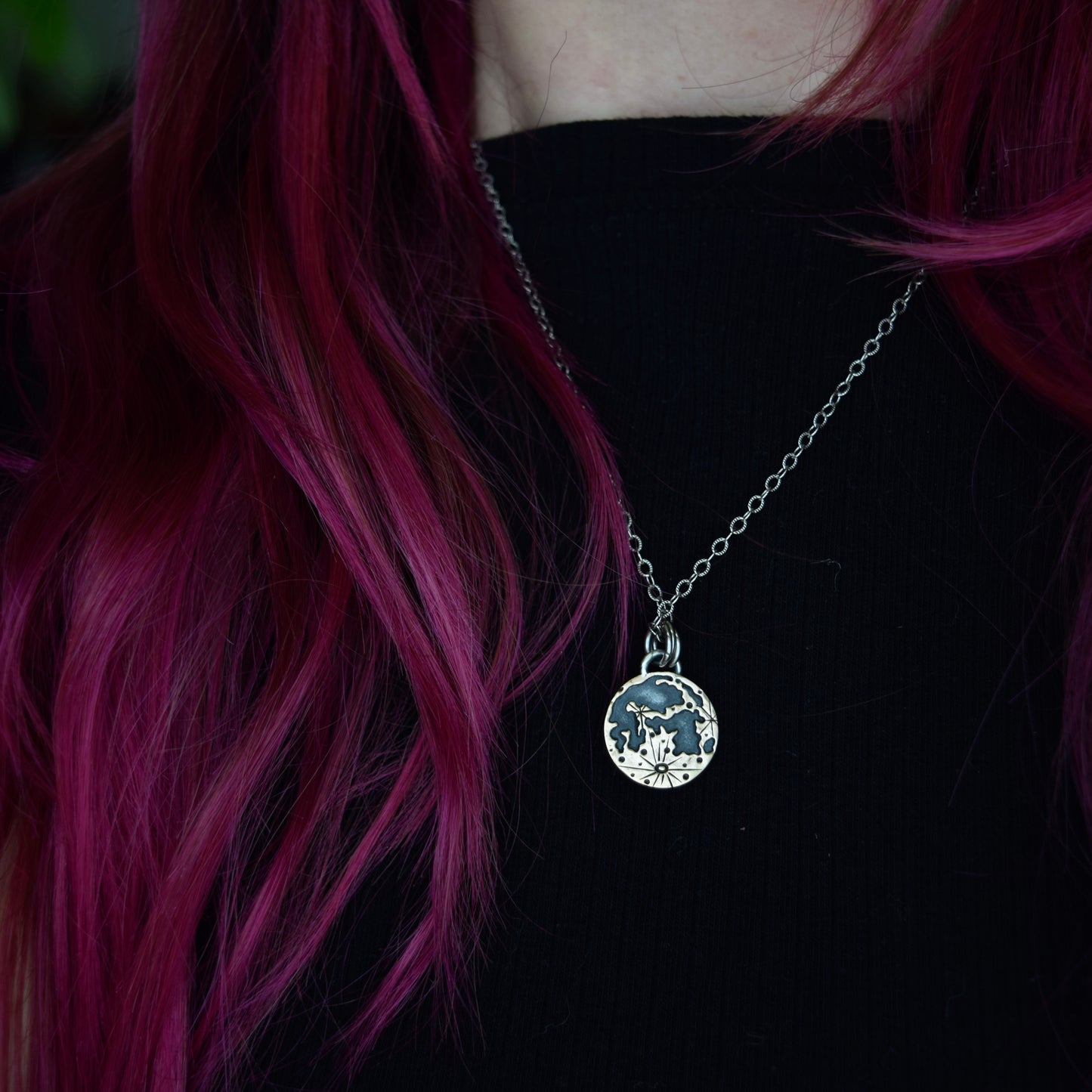 Double Sided Harvest Lunar Necklace with Gold Fill and Copper