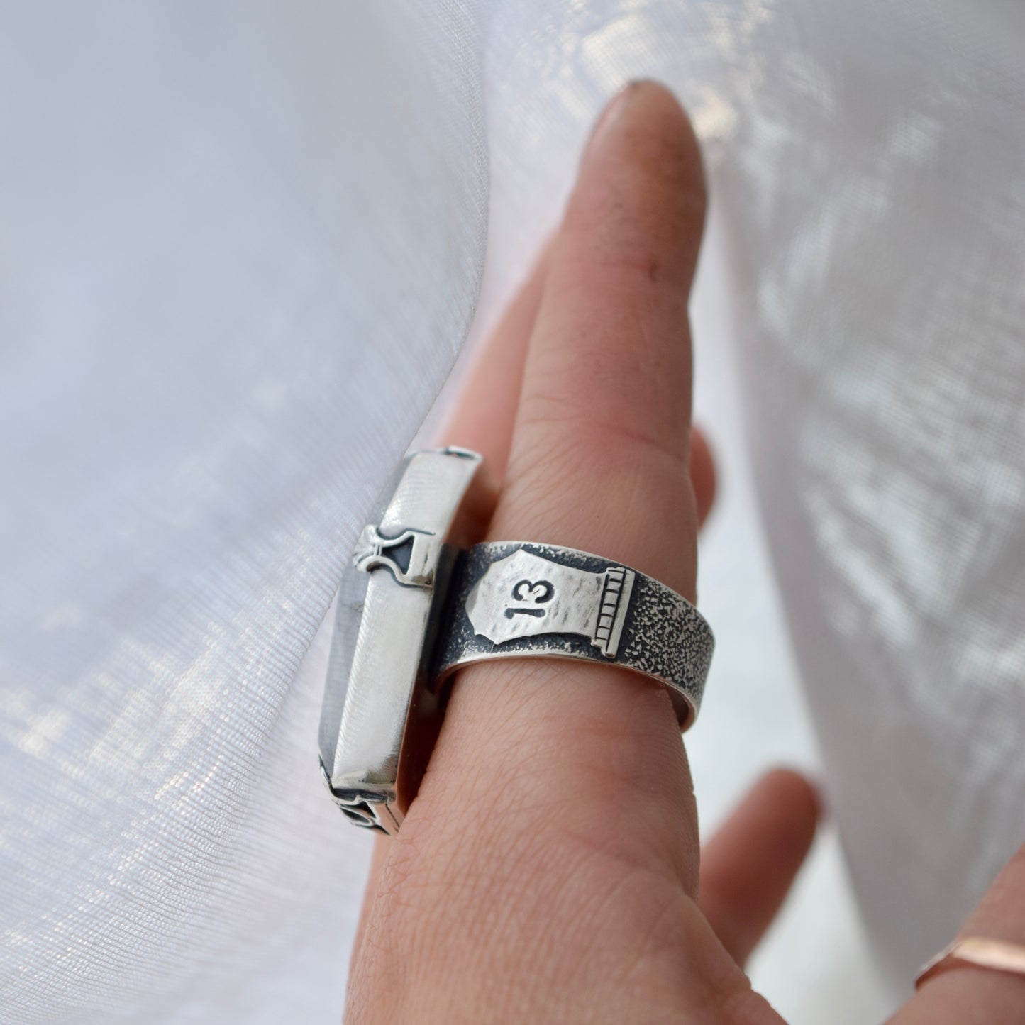 Clear Quartz Coffin Ring Size 9.5