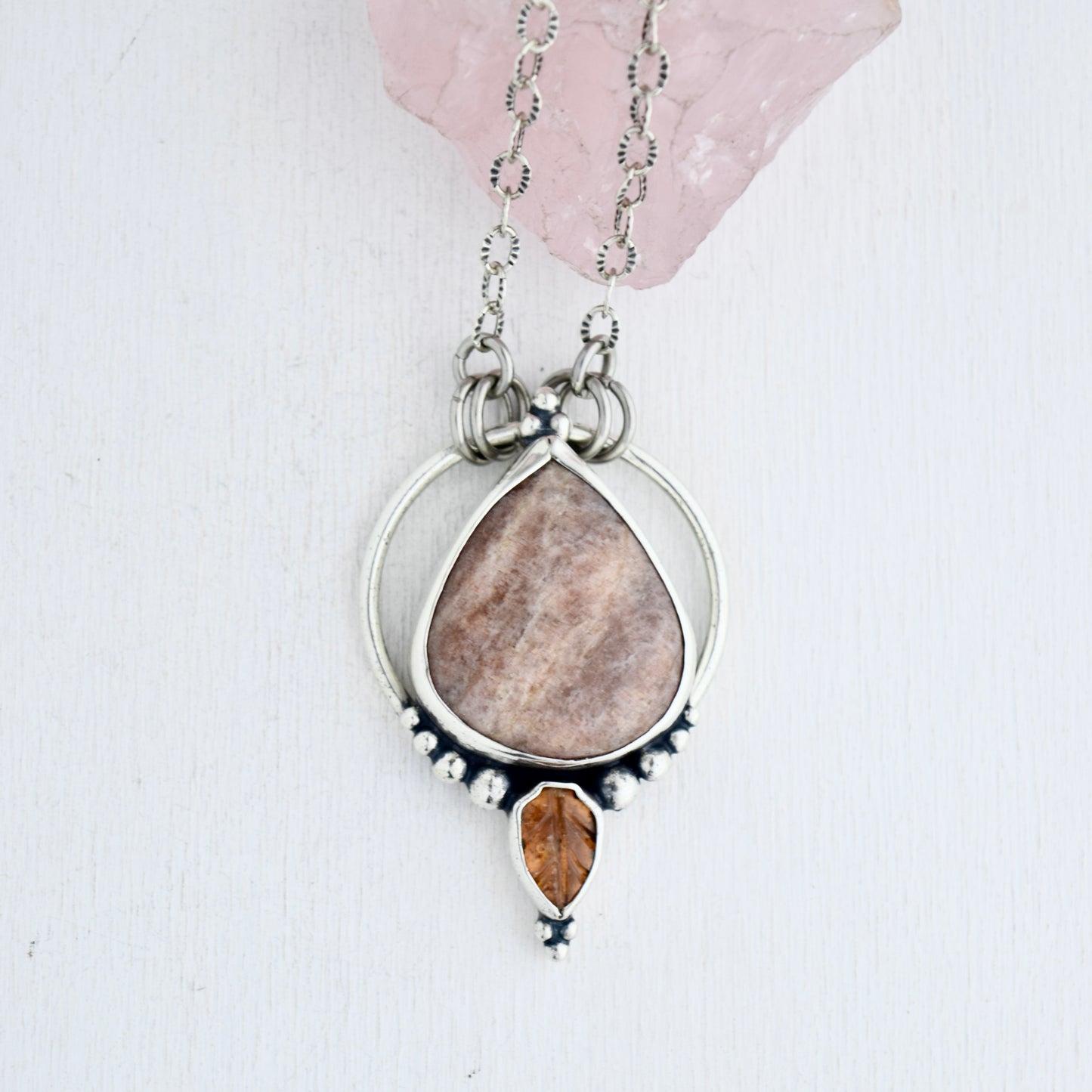Pendulum Pendant with Sunstone and Kyanite