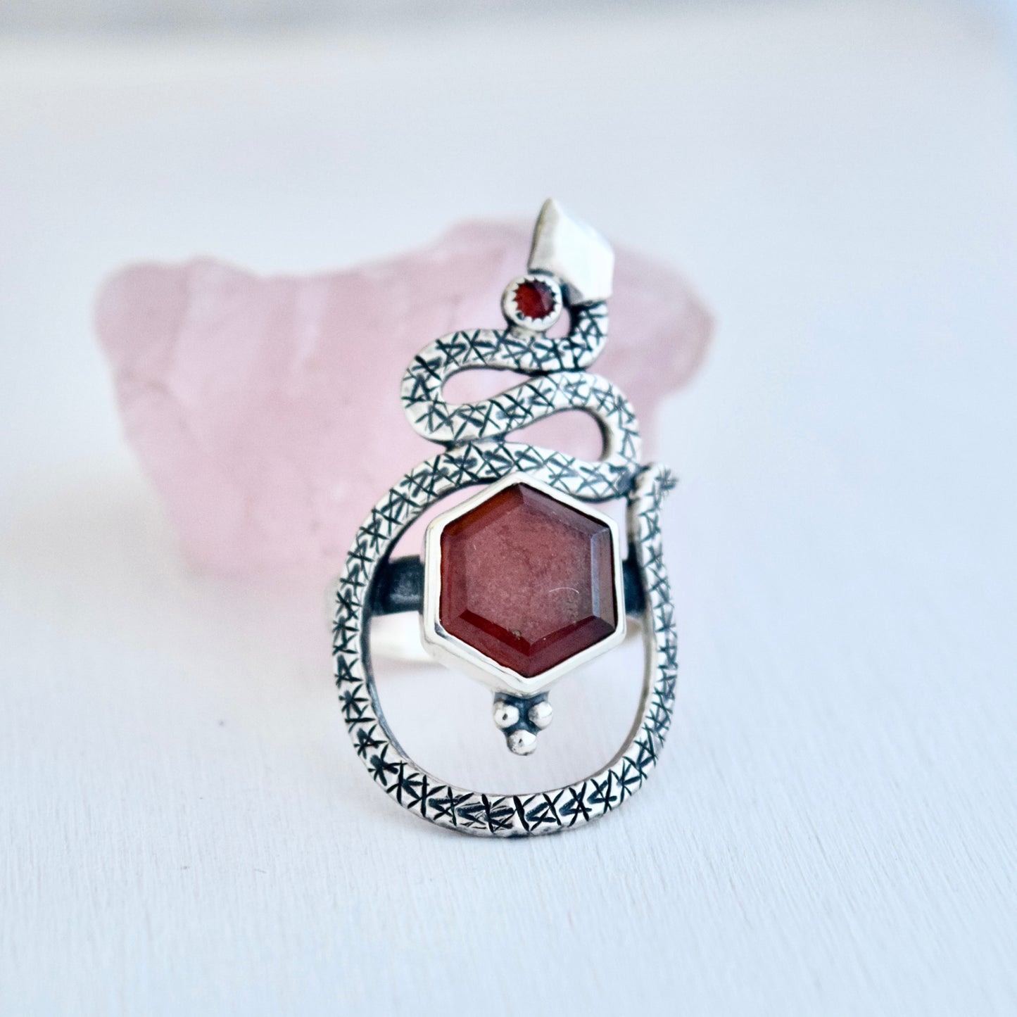 Serpent Ring with Garnet size 6