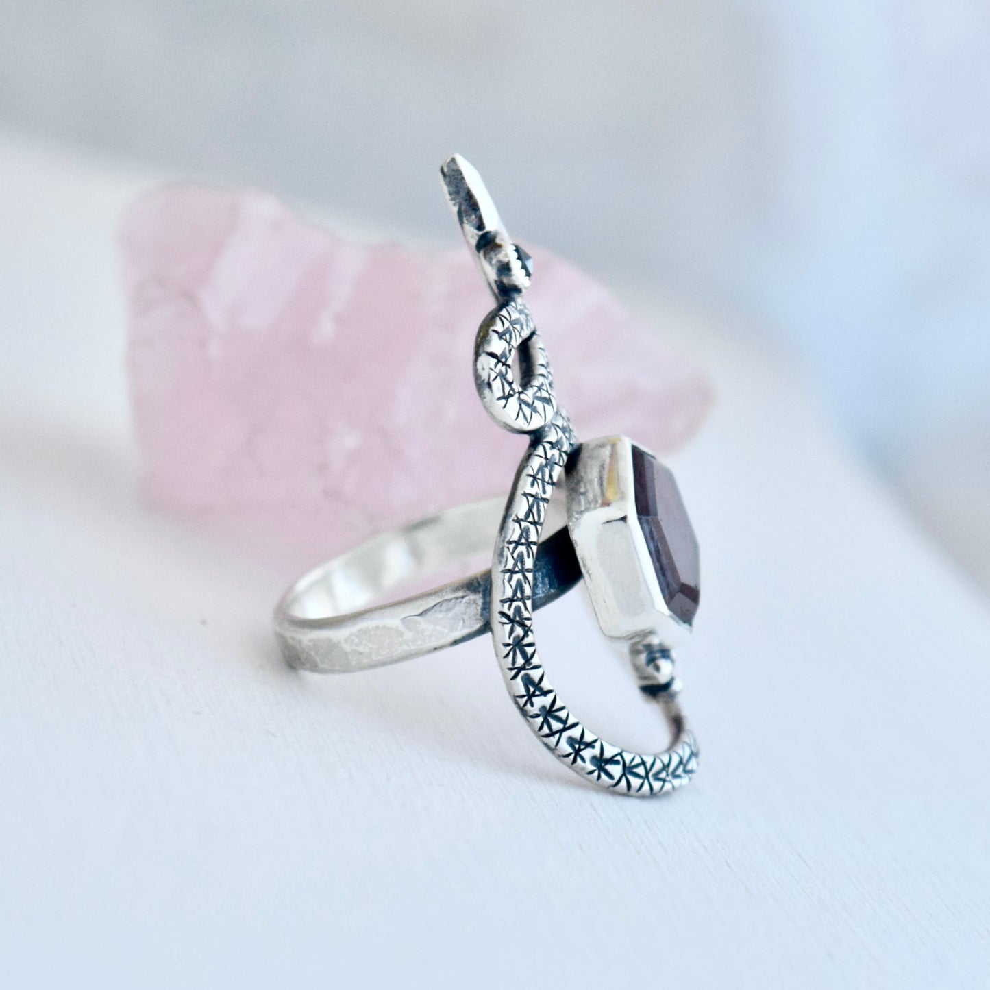 Serpent Ring with Garnet size 6