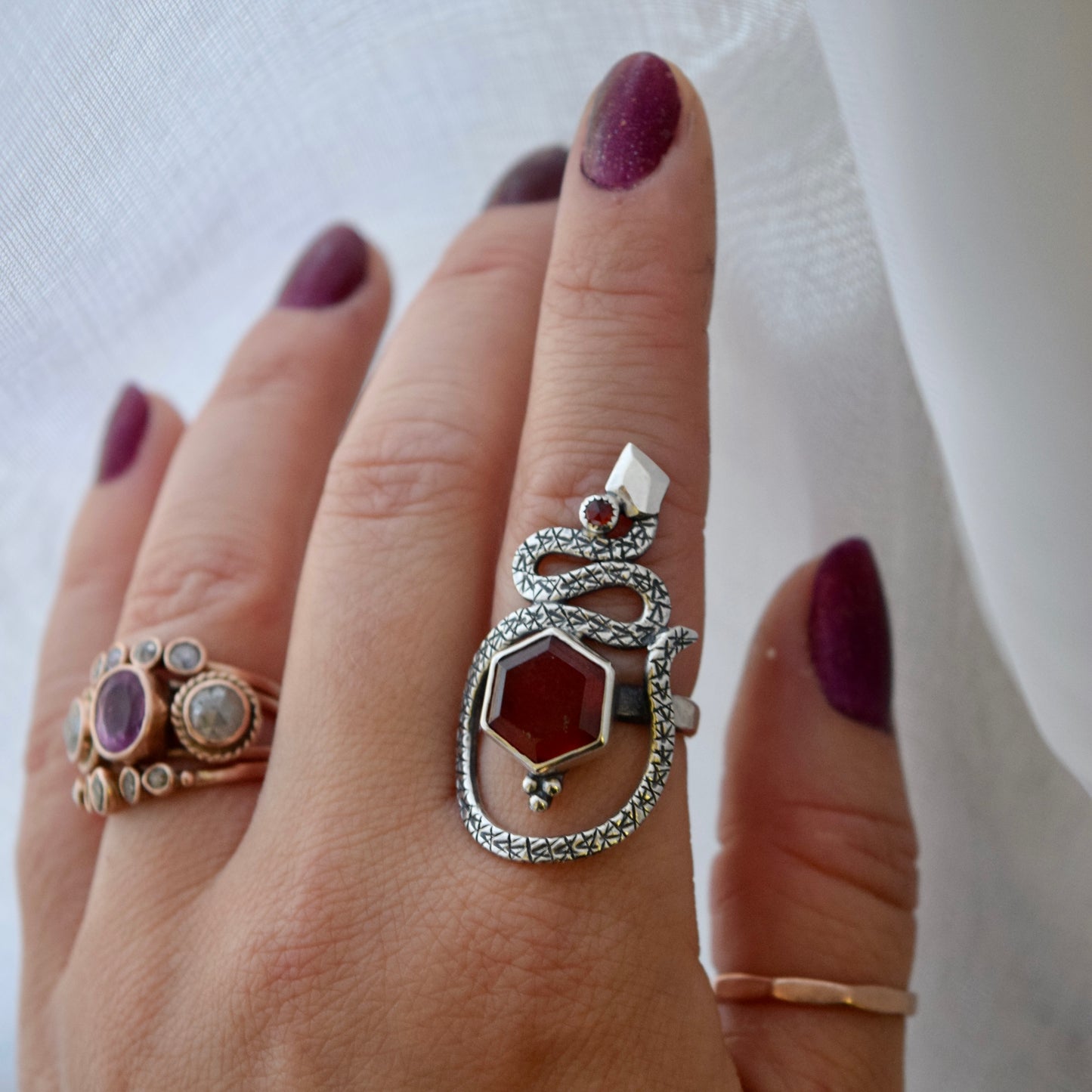 Serpent Ring with Garnet size 6