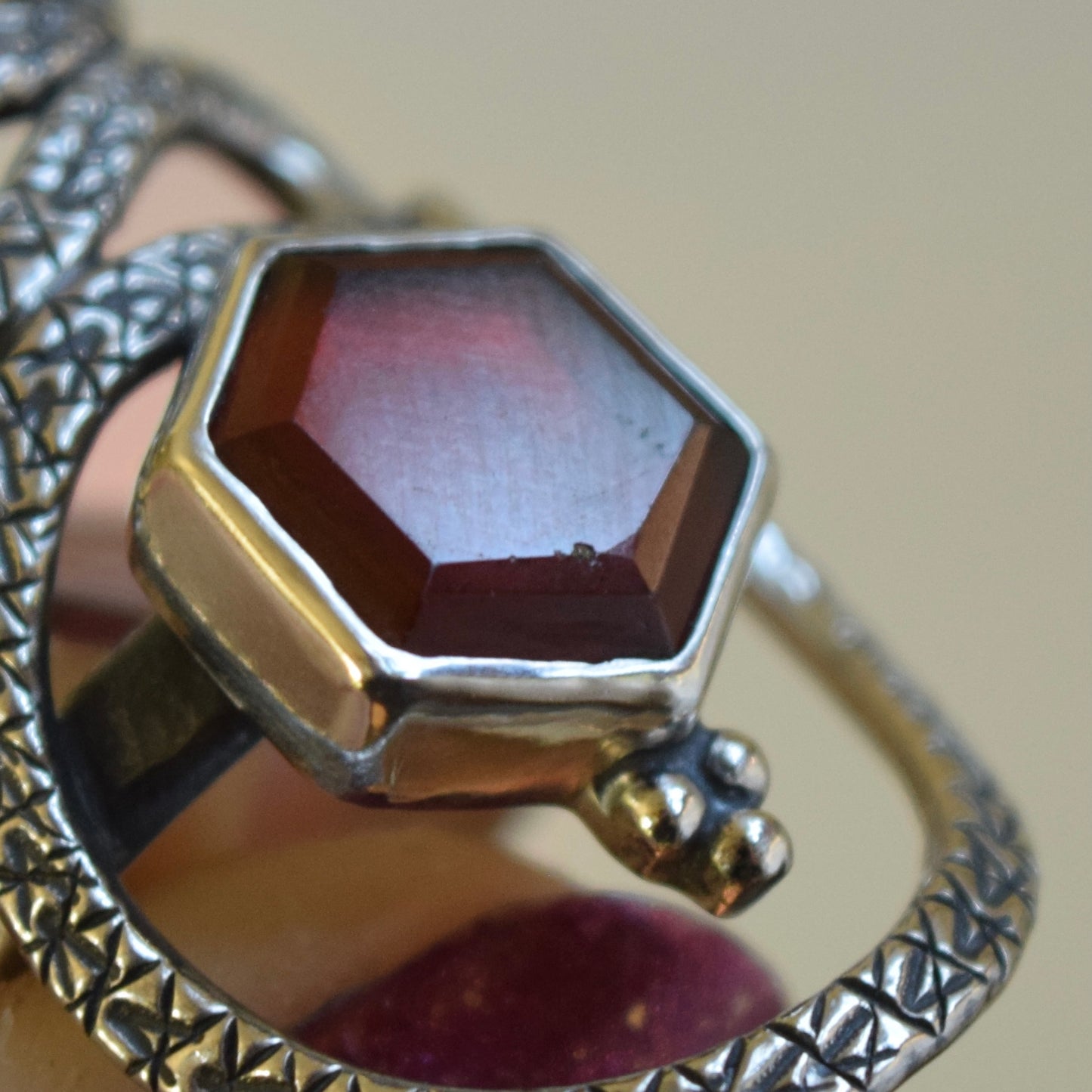Serpent Ring with Garnet size 6