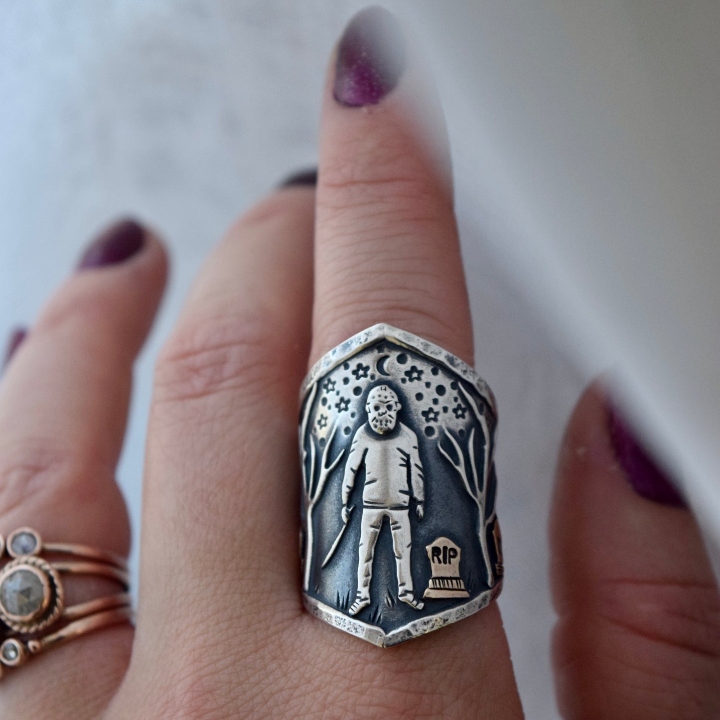Graveyard Jason Shield Ring size 6.5