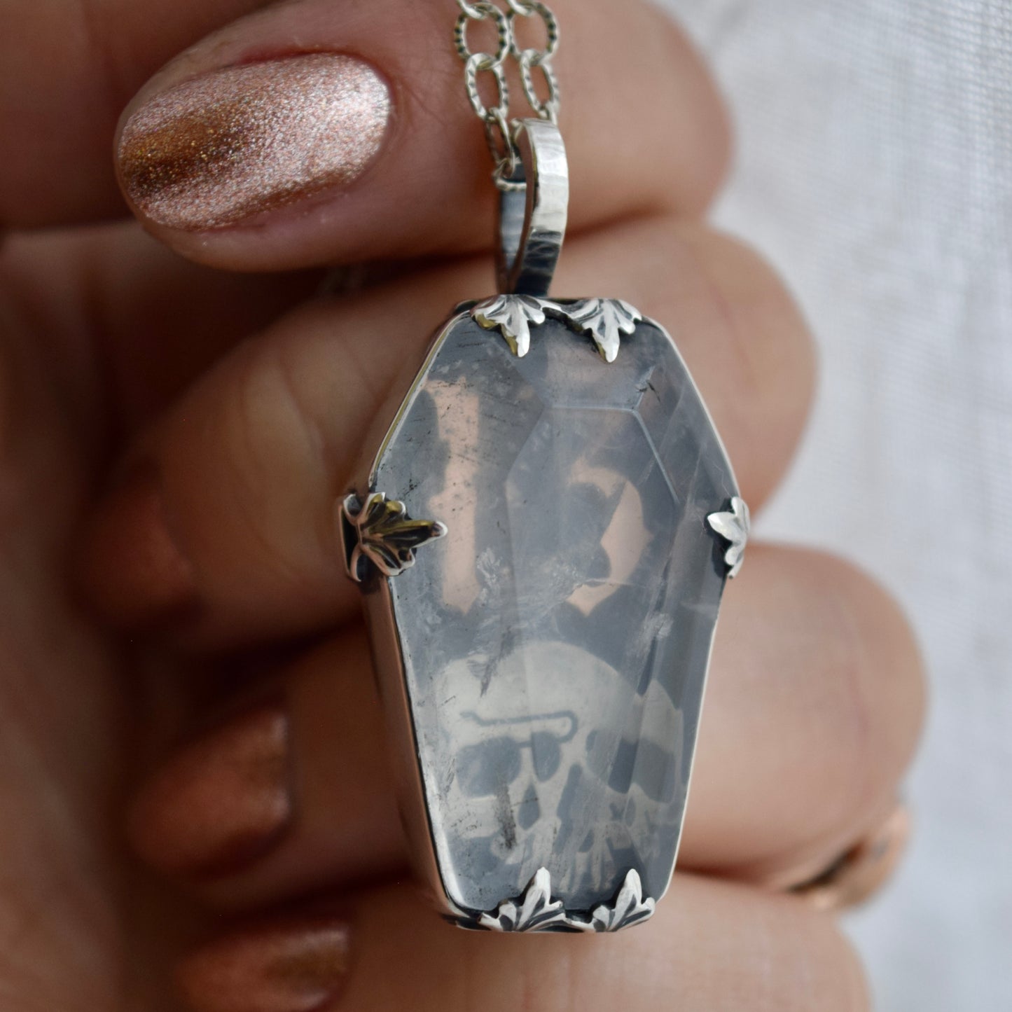 Clear Quartz Coffin Necklace
