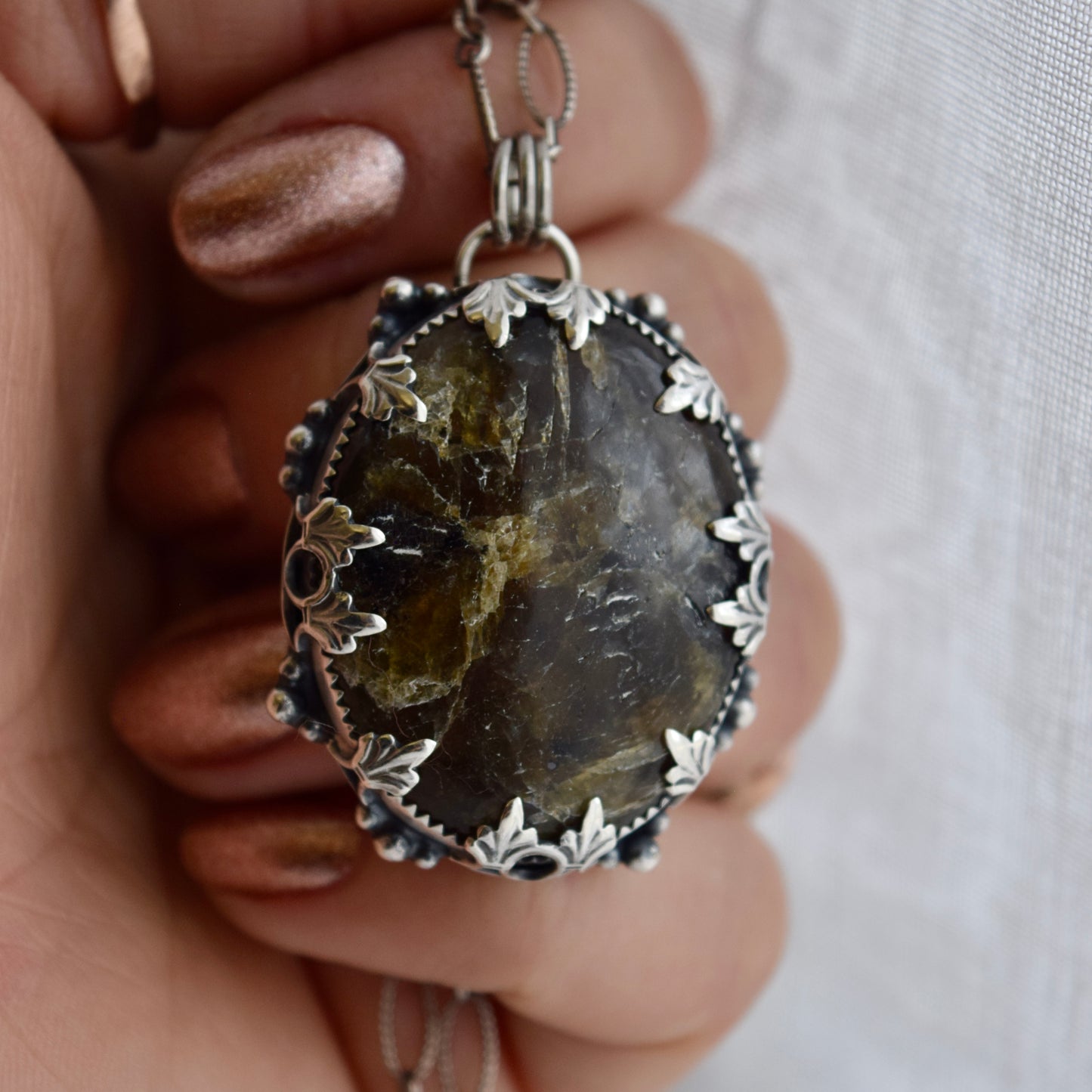 Worry Stone Pendant with Labradorite