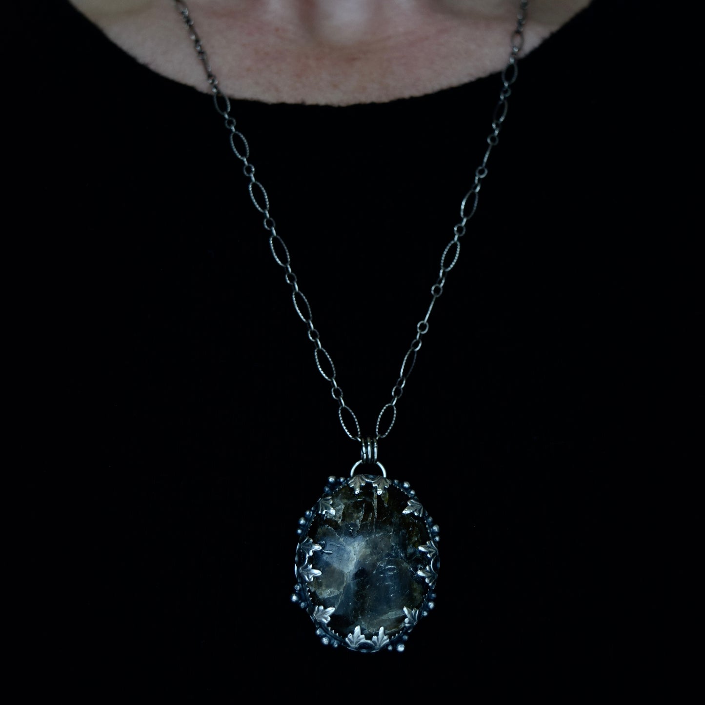 Worry Stone Pendant with Labradorite