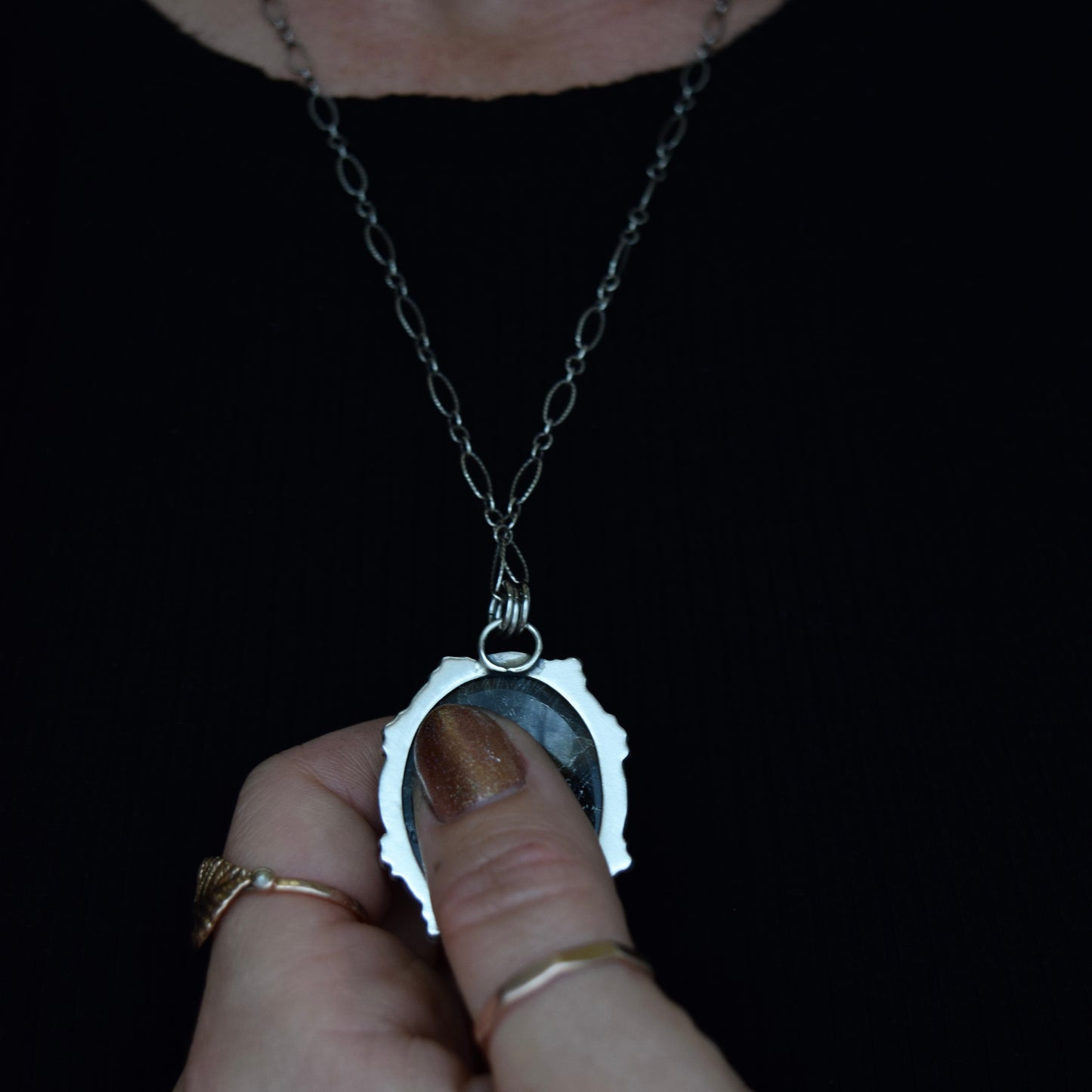 Worry Stone Pendant with Labradorite