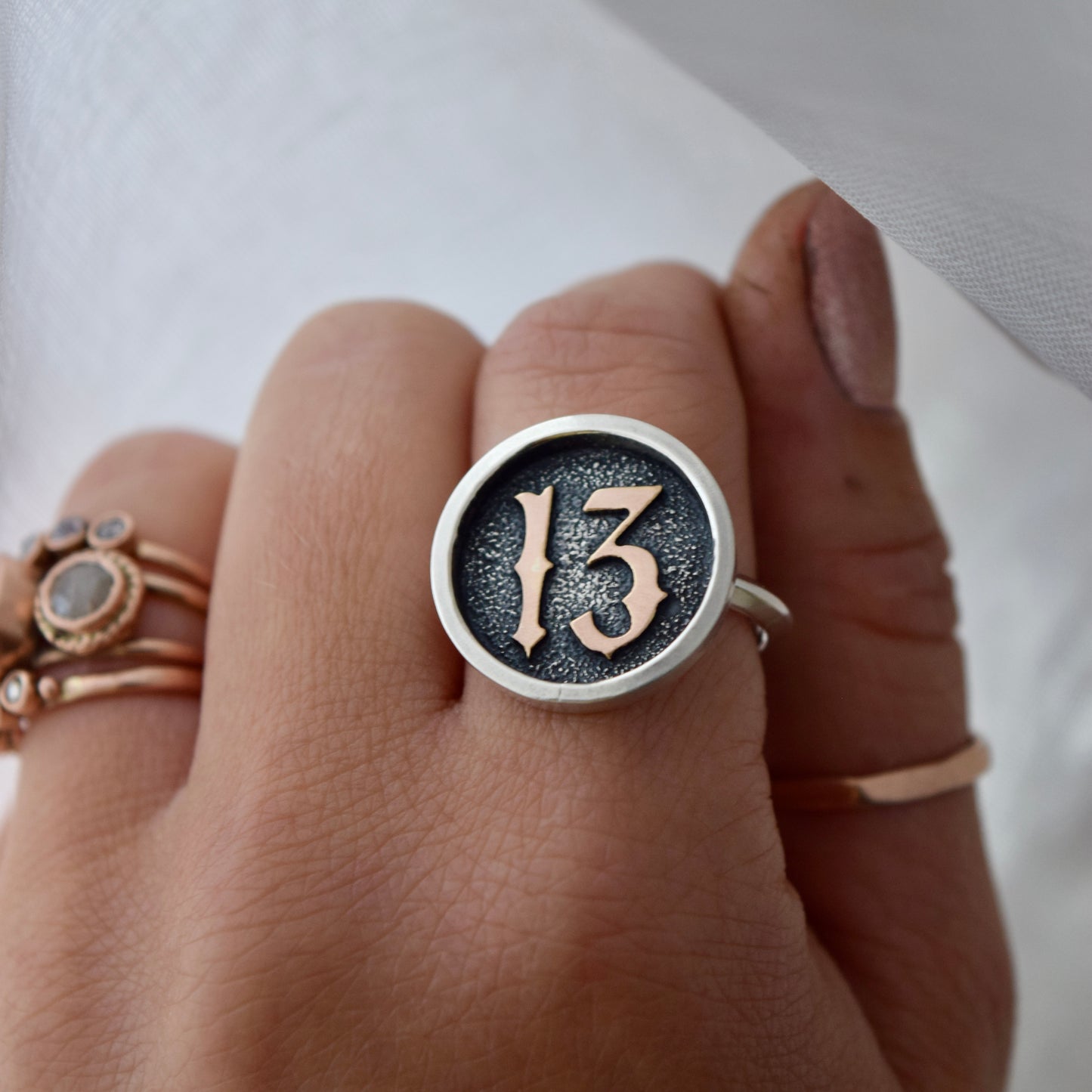Friday the 13th Ring with Rose Gold Fill Size 9