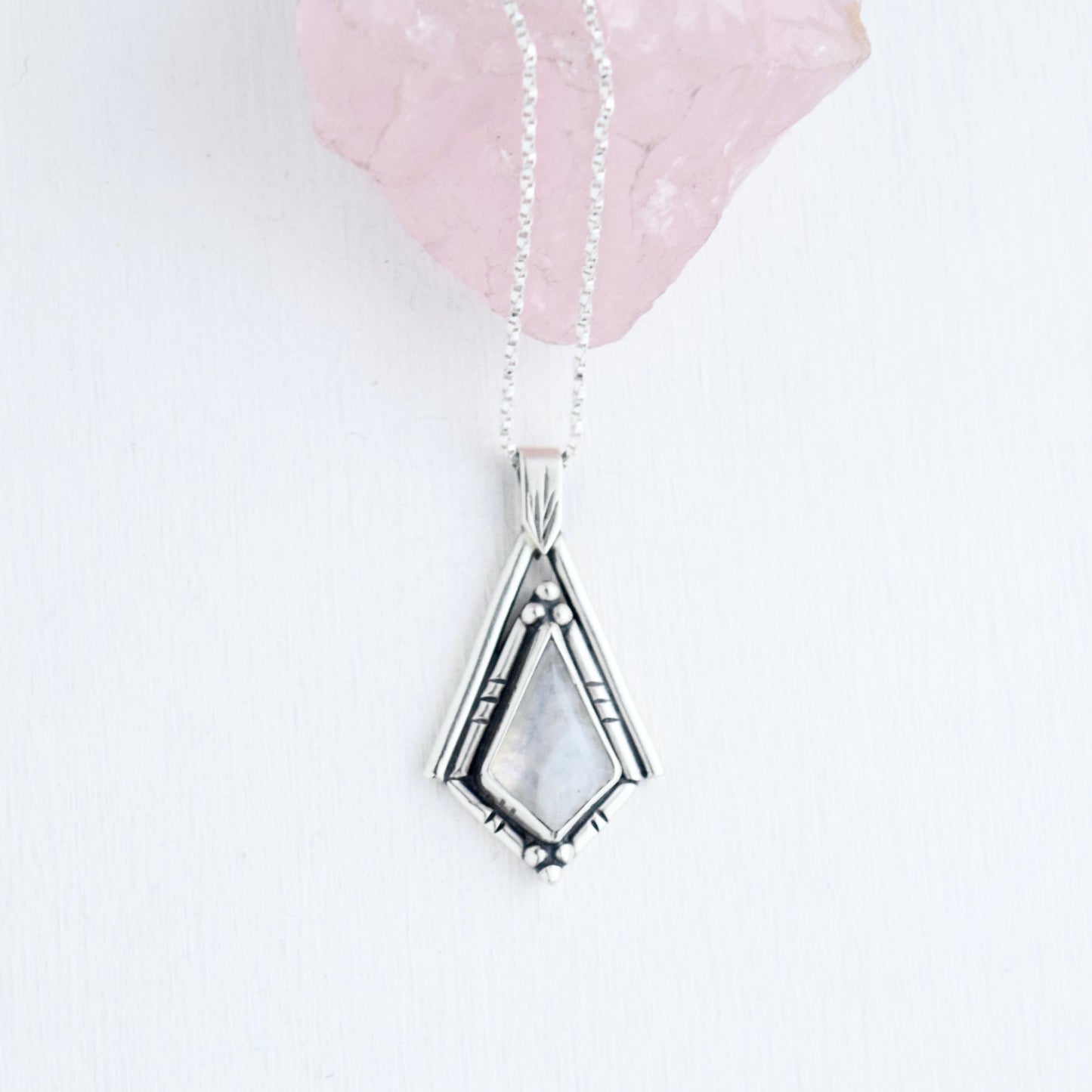 North Star Necklace with Rainbow Moonstone #001