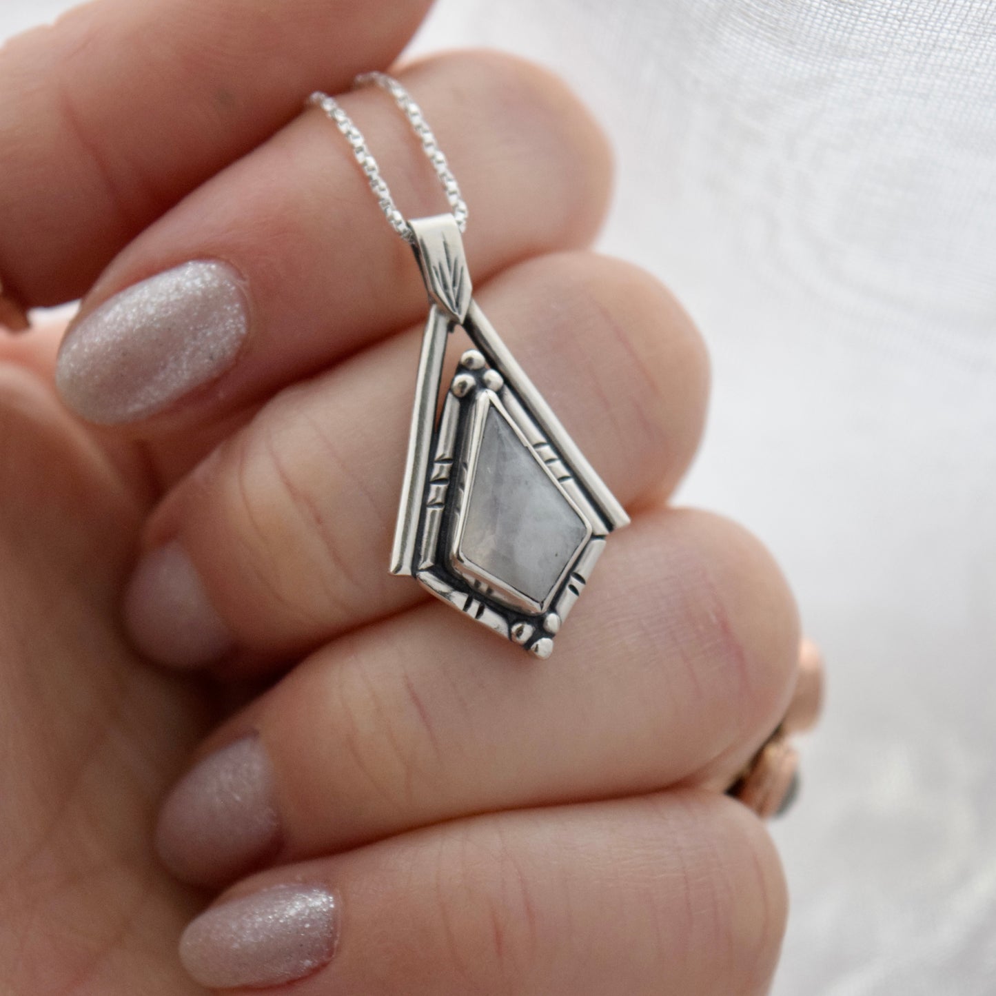 North Star Necklace with Rainbow Moonstone #001