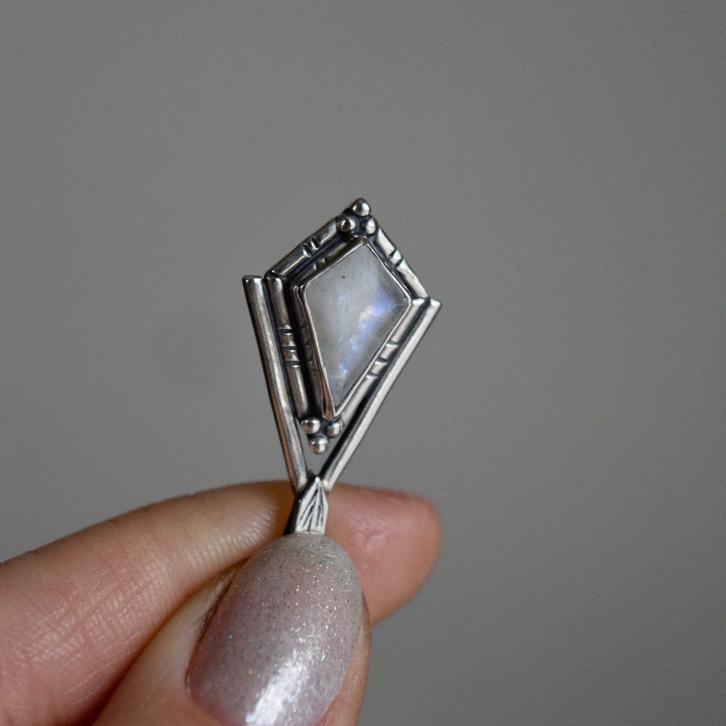 North Star Necklace with Rainbow Moonstone #001