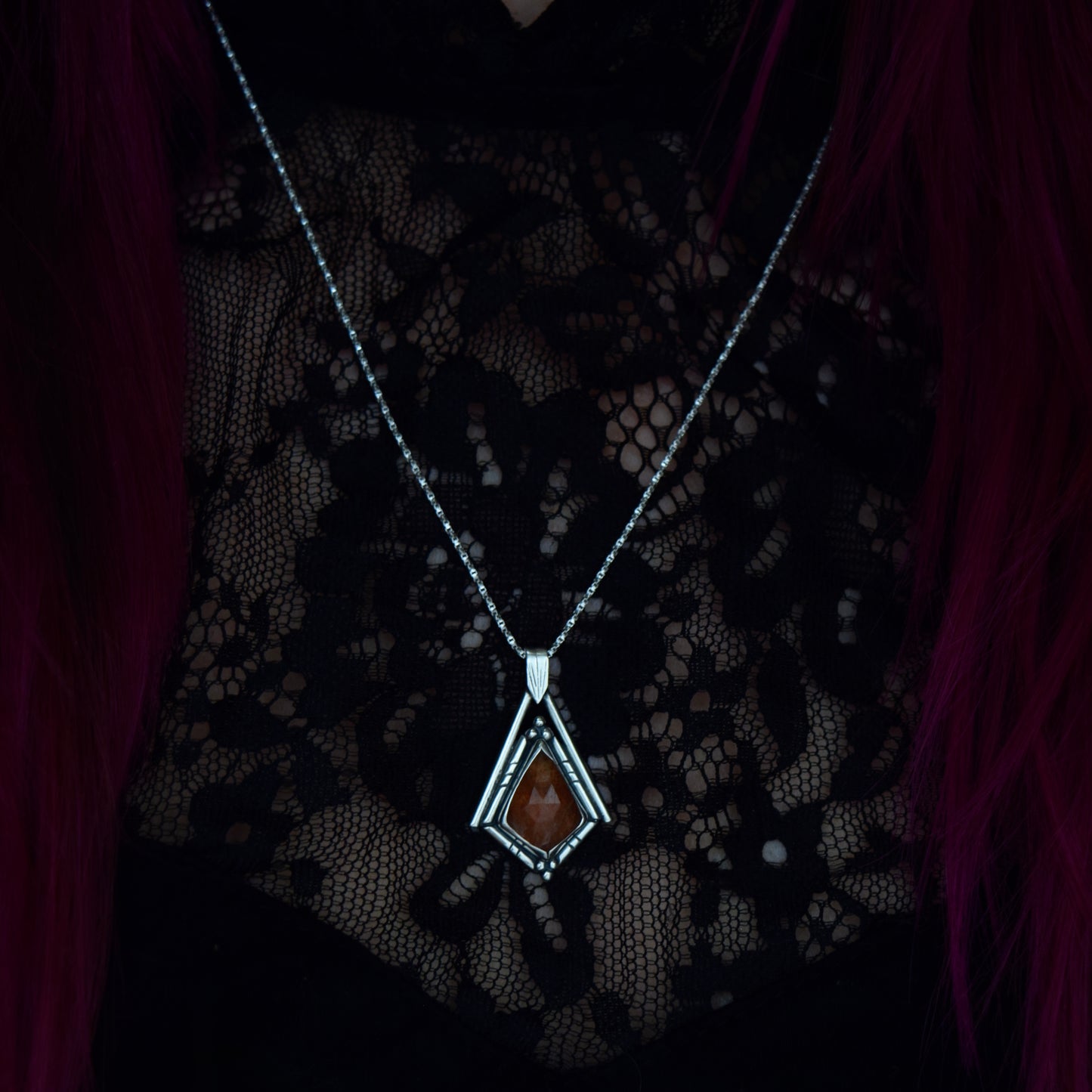 North Star Necklace with Sunstone