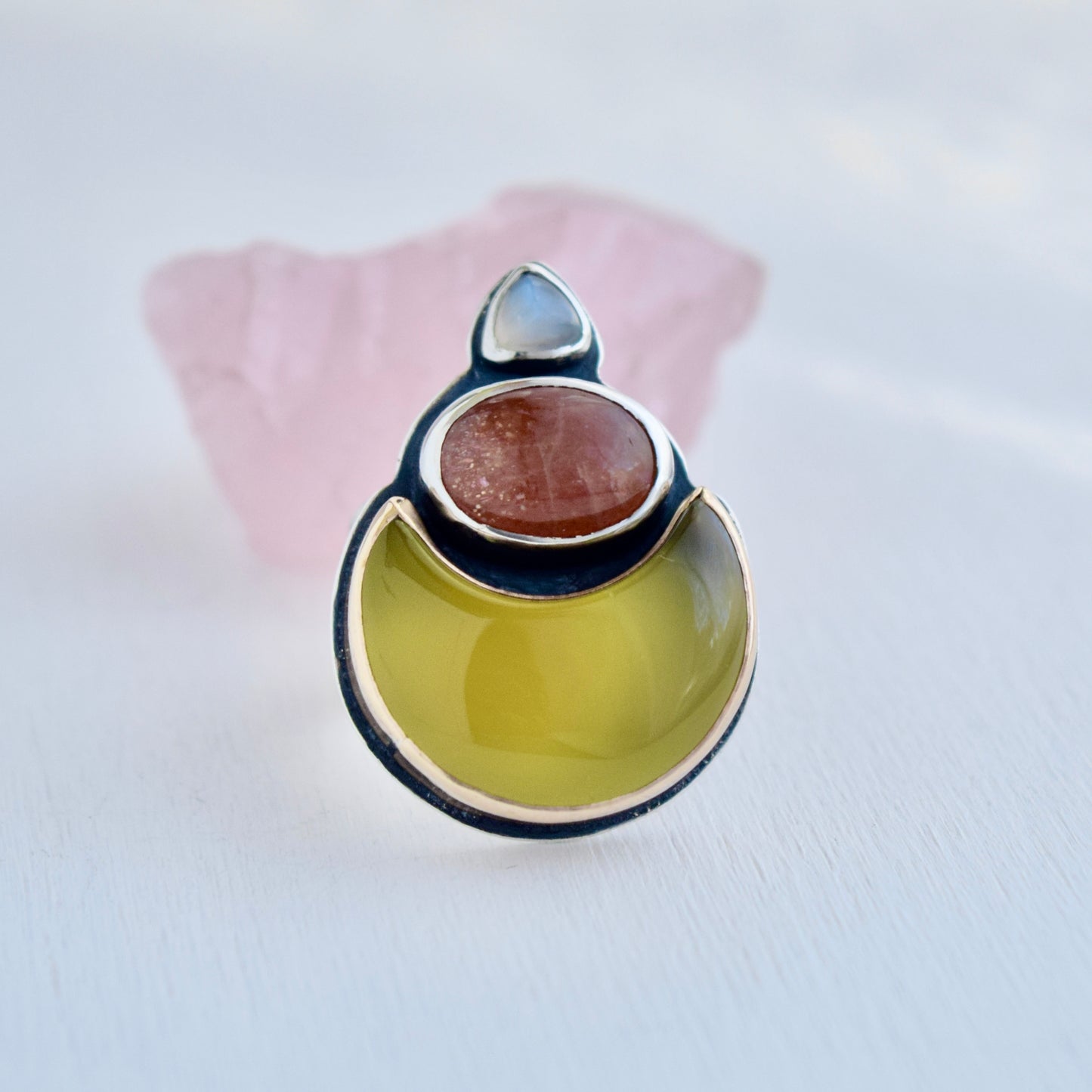 Candy Corn Meditating Moon Ring size 7