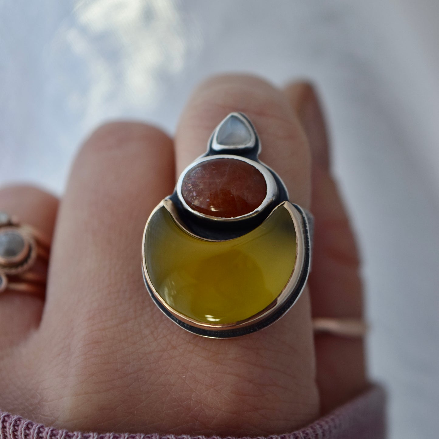 Candy Corn Meditating Moon Ring size 7