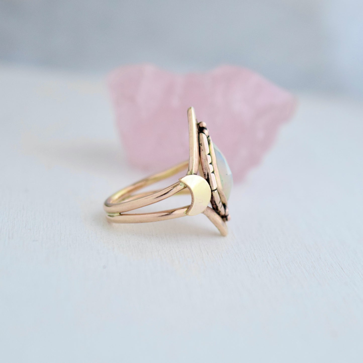 North Star Ring with Ethiopian Opal and Gold Fill size 6