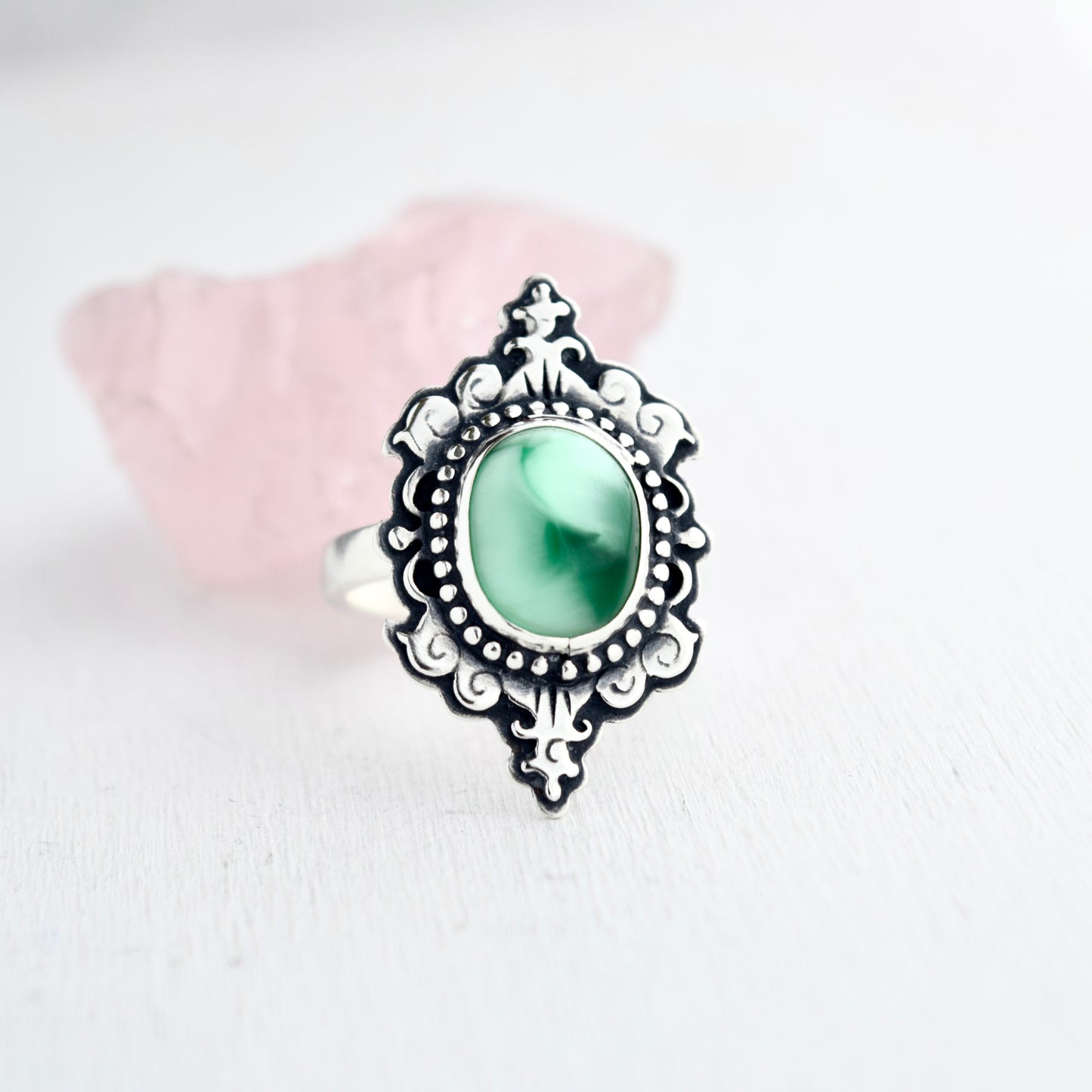 Cameo Ring with Rare Man-made Victoria Stone Size 9
