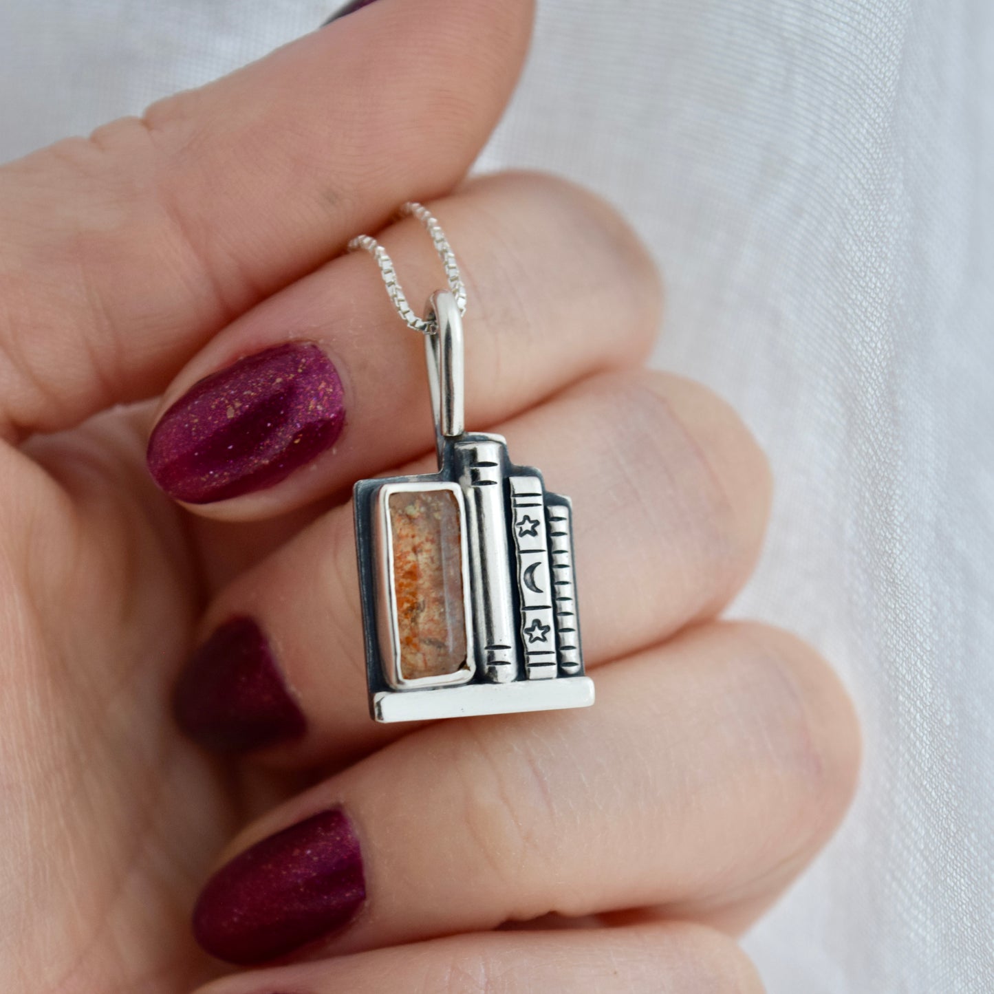 Bookshelf Necklace with Sunstone