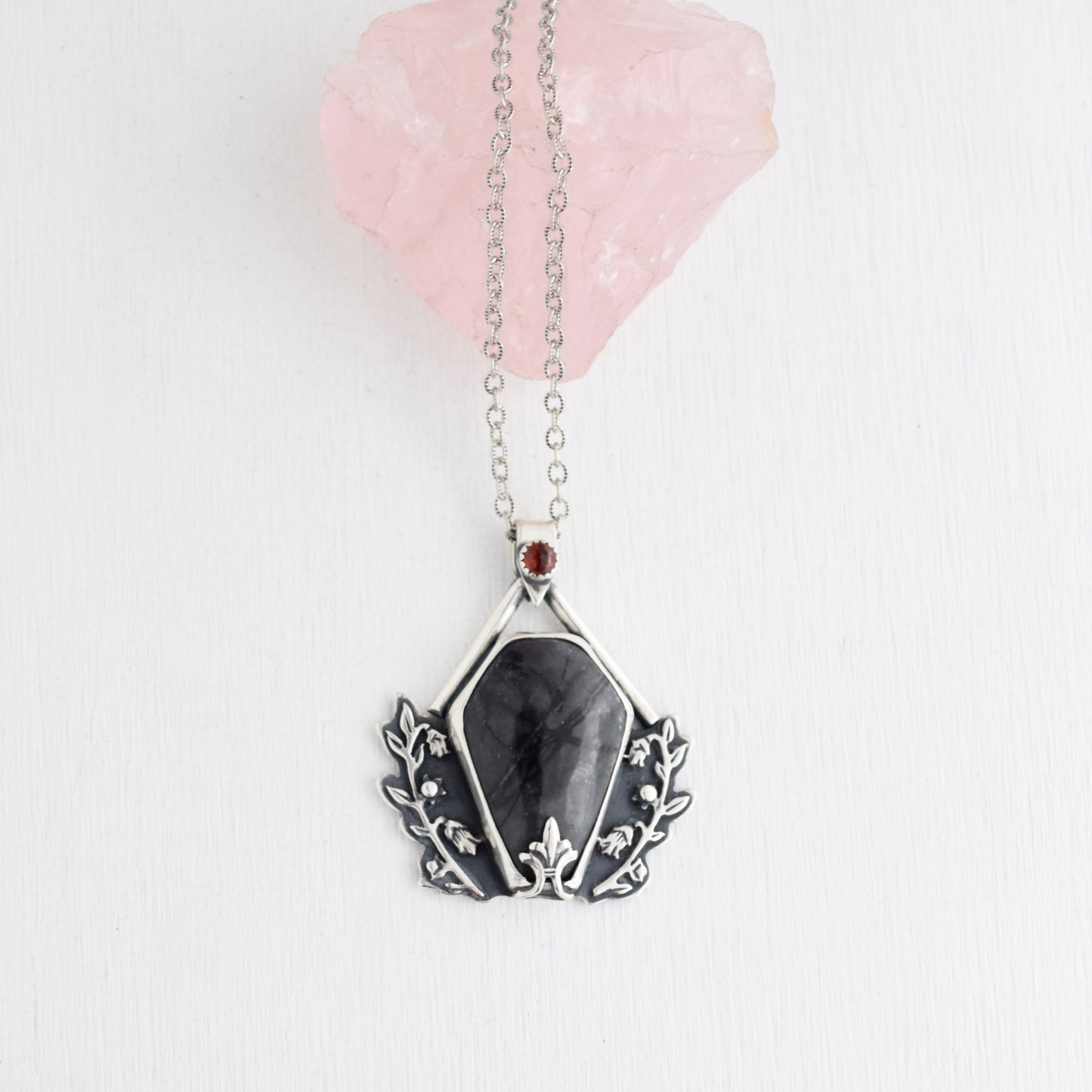 Jimmy's Grave Necklace with Picasso Jasper and Garnet