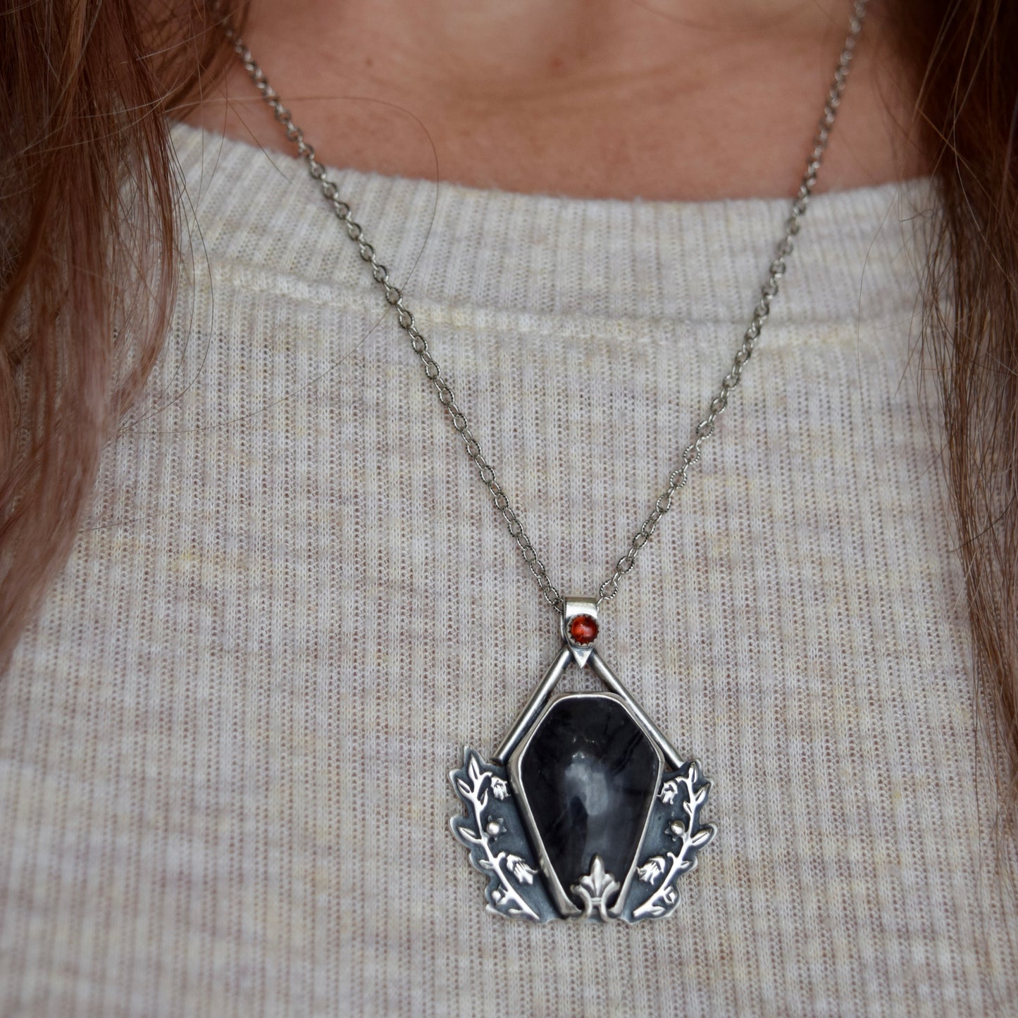 Jimmy's Grave Necklace with Picasso Jasper and Garnet