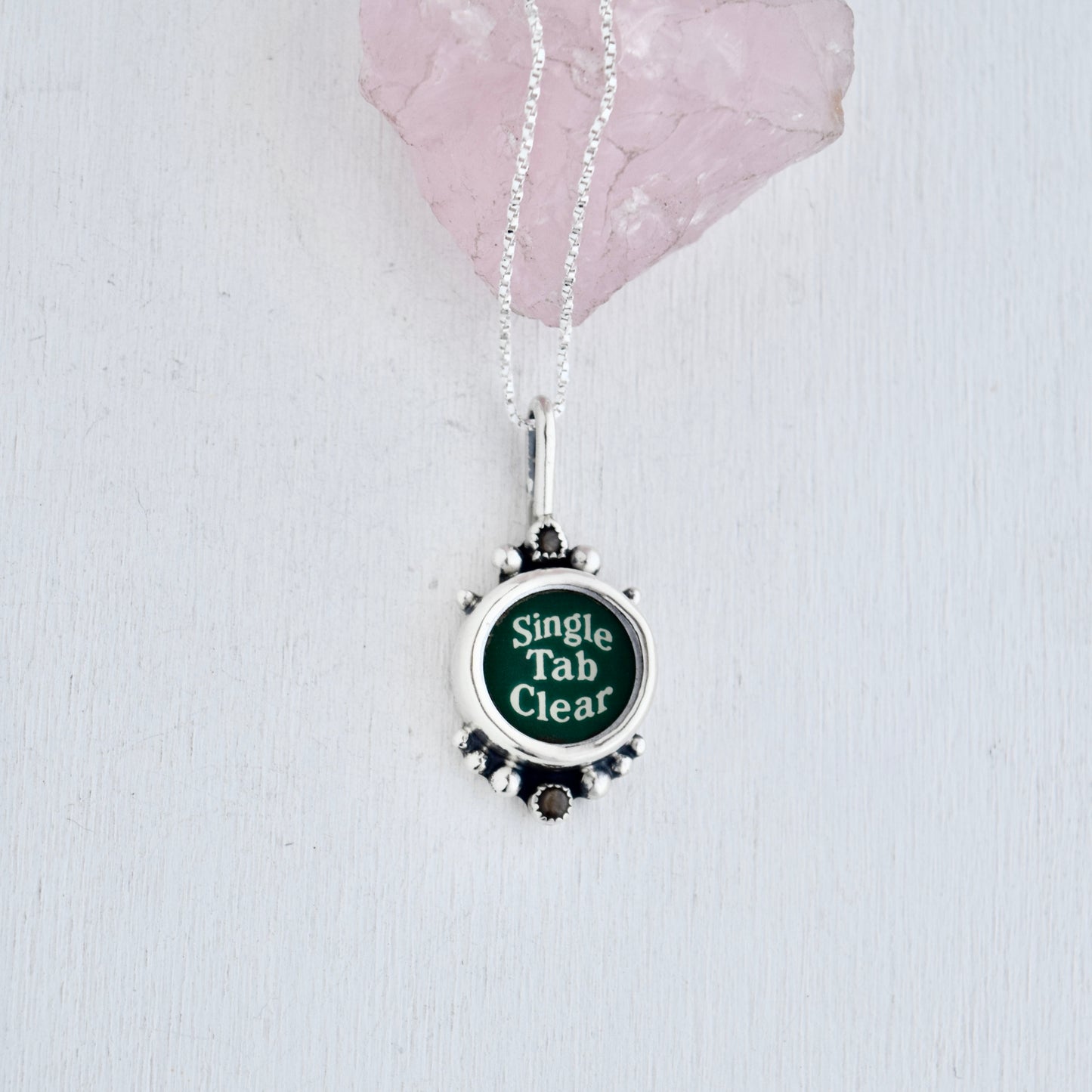 Vintage Typewriter Key Necklace with Black Star Sapphire