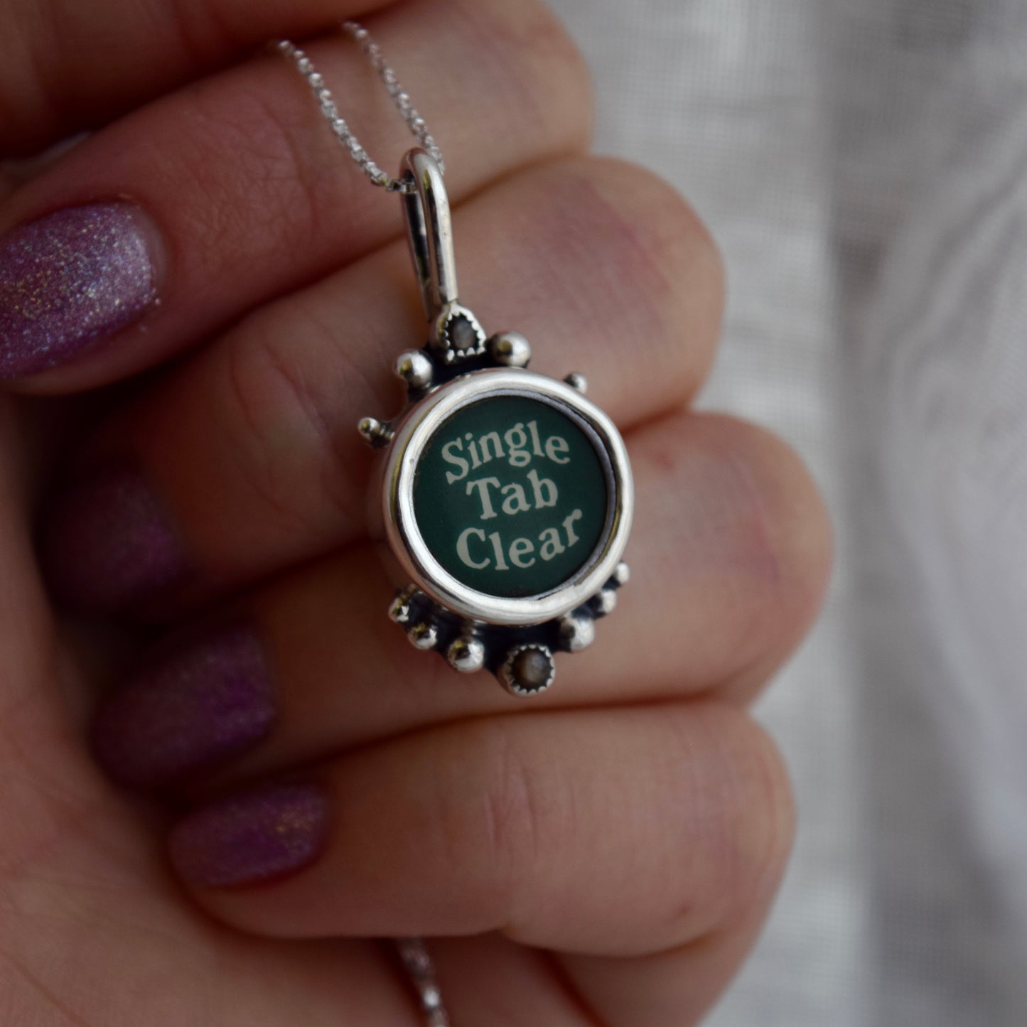 Vintage Typewriter Key Necklace with Black Star Sapphire