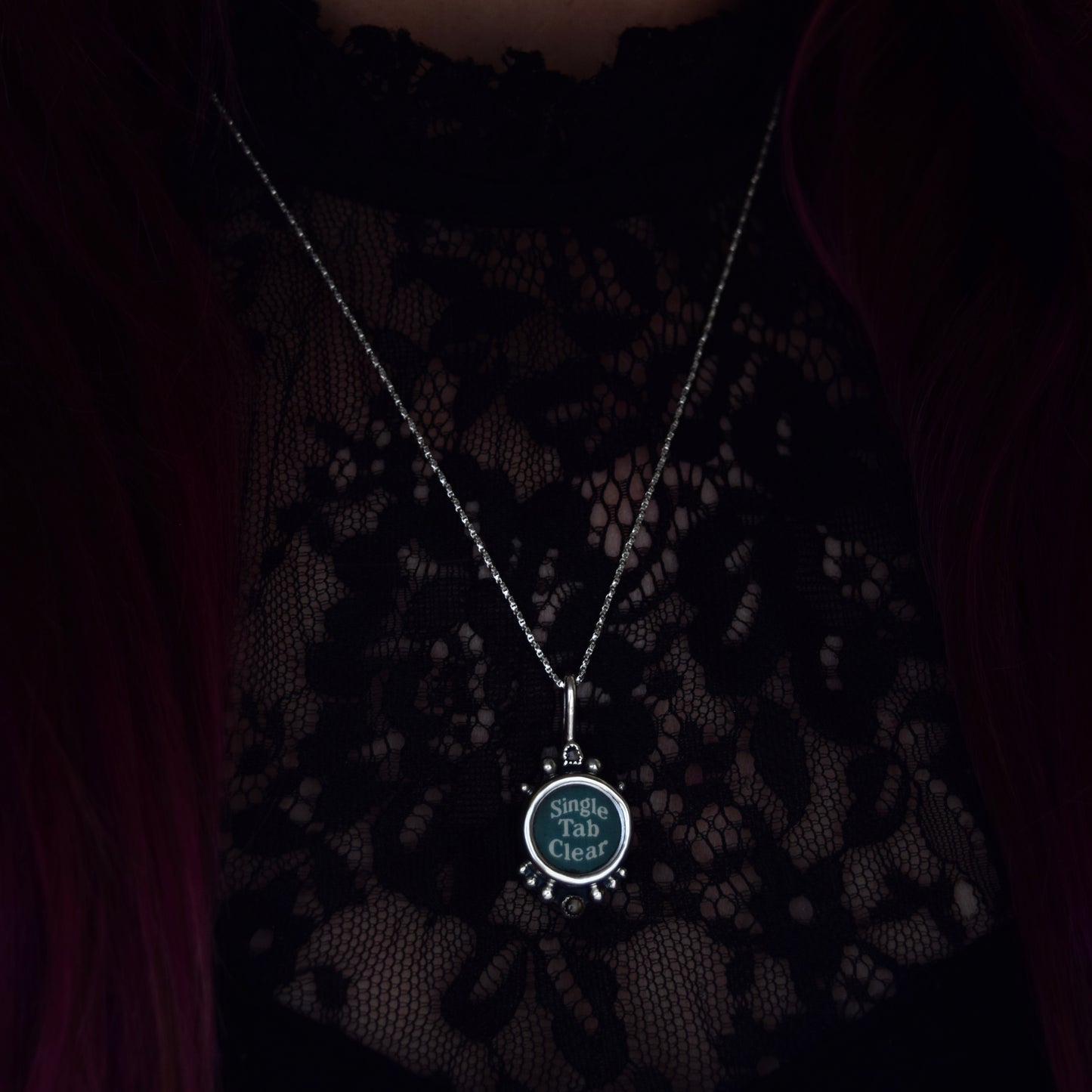 Vintage Typewriter Key Necklace with Black Star Sapphire