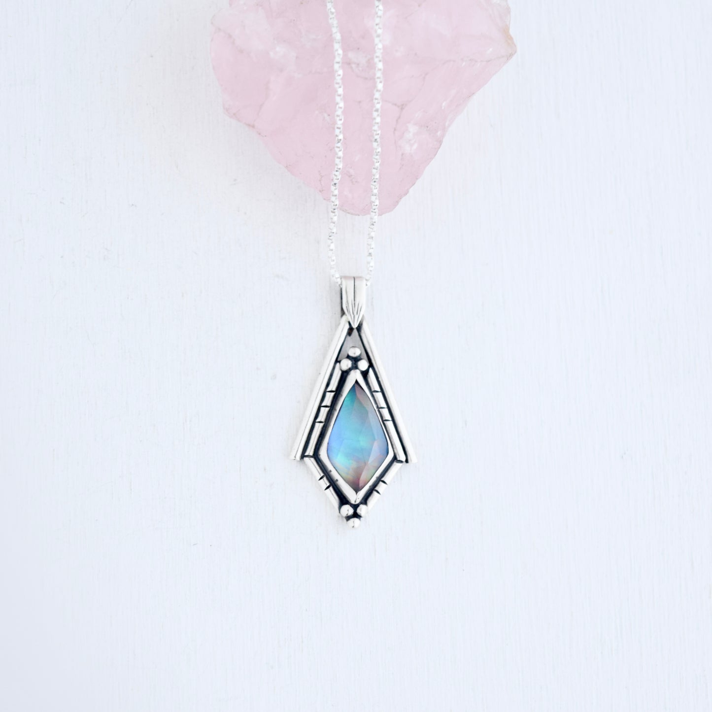 North Star Necklace with Aurora Opal