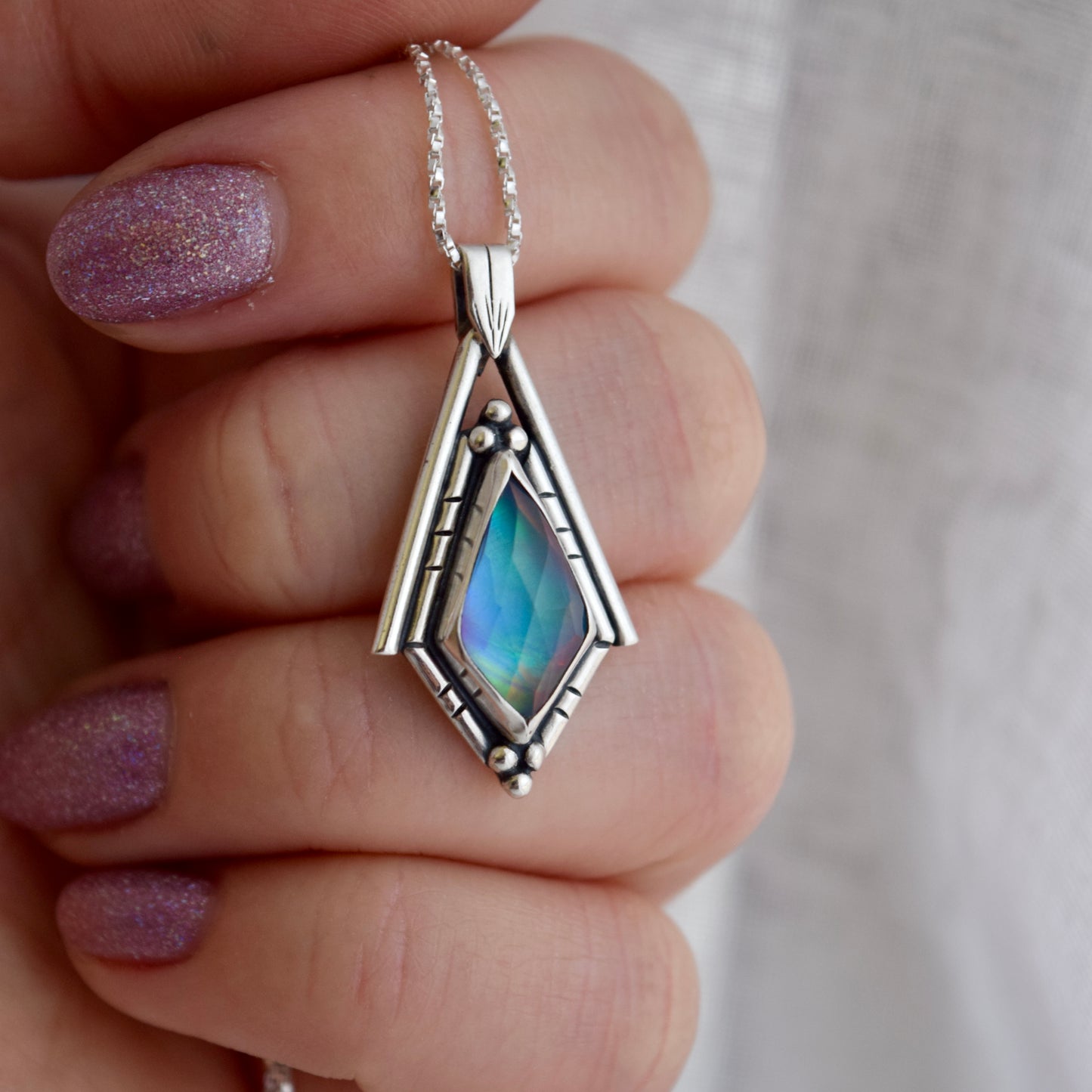 North Star Necklace with Aurora Opal