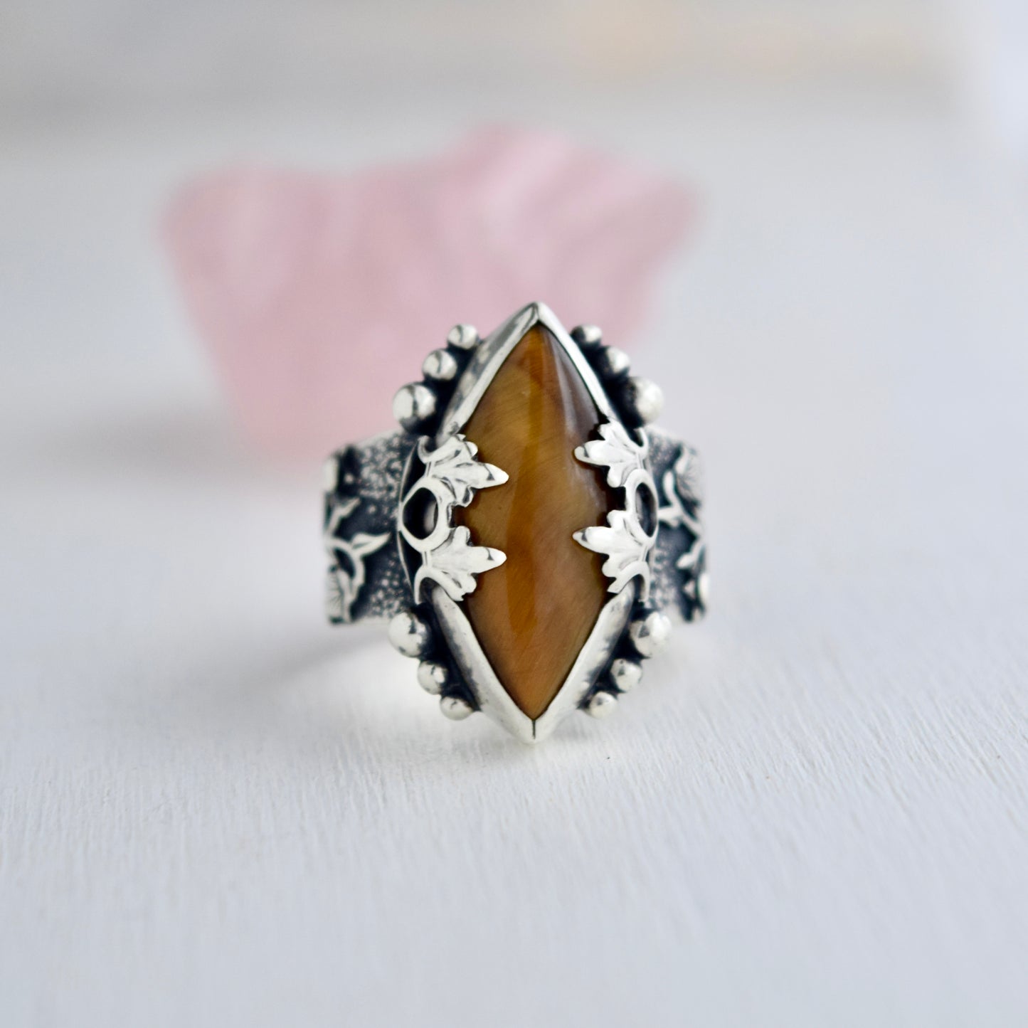 Tigers Eye Statement Ring with Gold Fill size 8