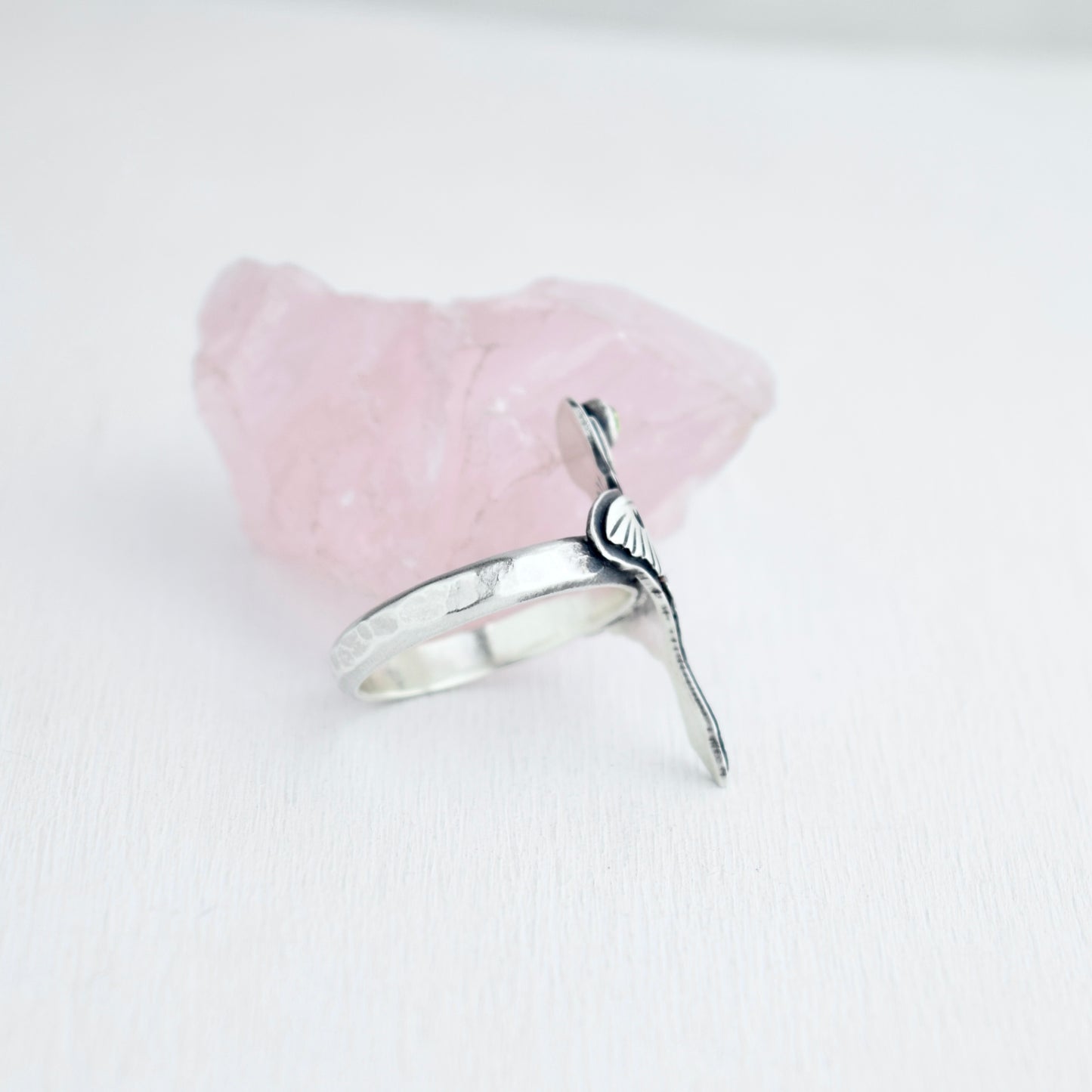 Luna Moth Ring with Peridot size 7