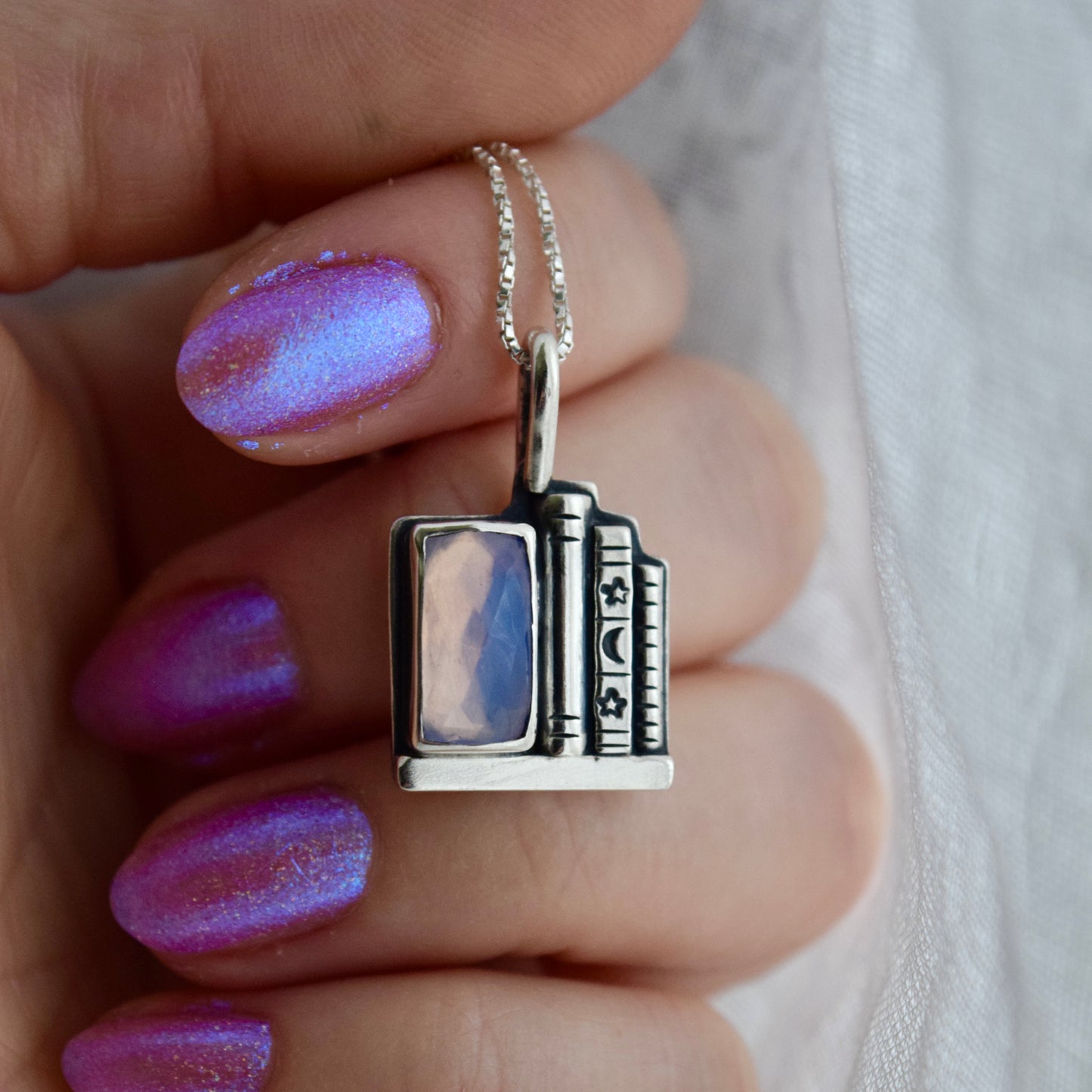 Bookshelf Necklace with Lavender Quartz