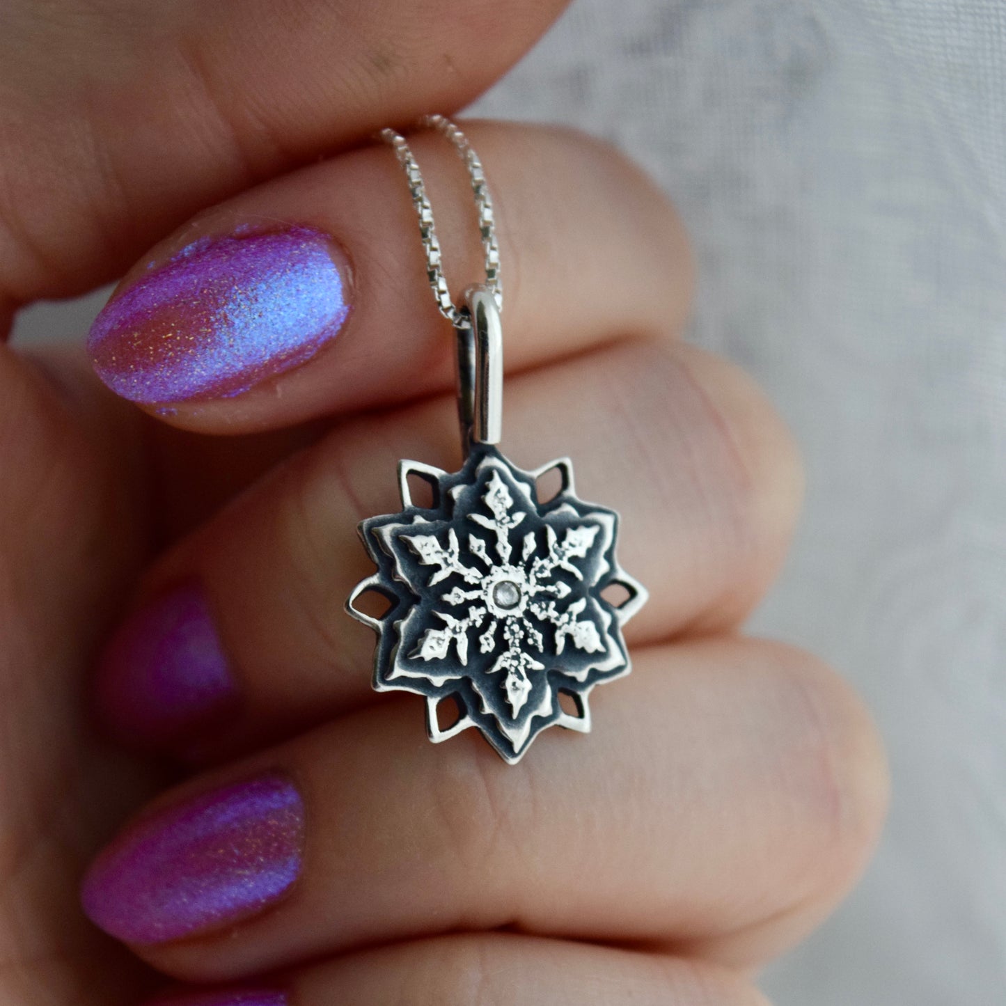 Snowflake Necklace with .02c Diamond