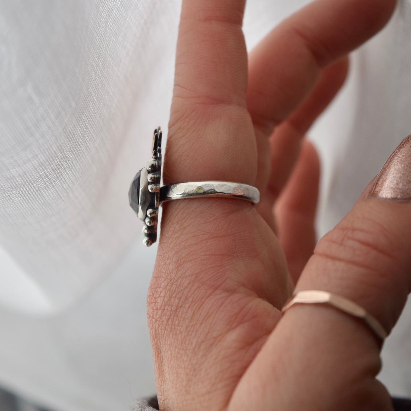 Sunrise Ring with Iolite and Gold Fill Size 8