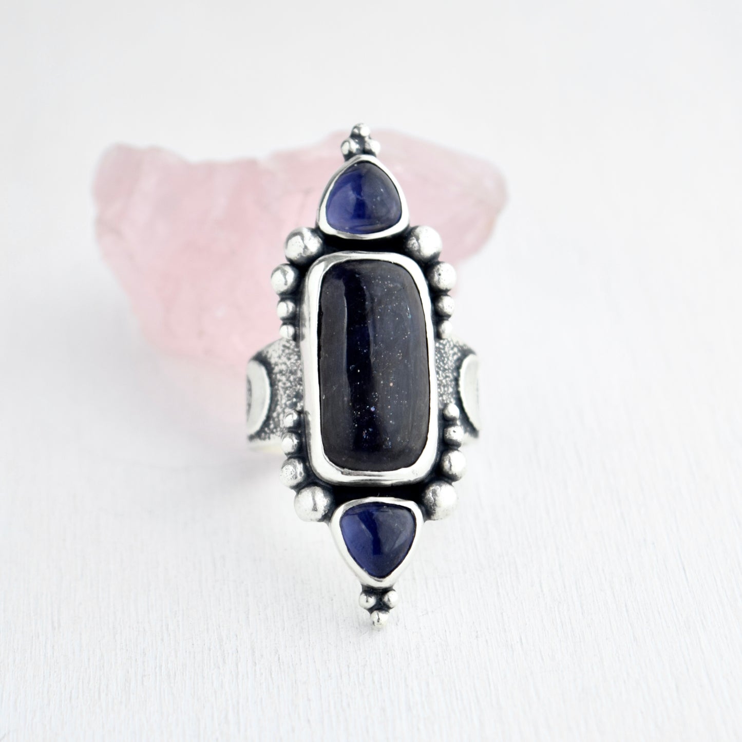 Encased Galaxy Iolite Ring size 7.25/7.5