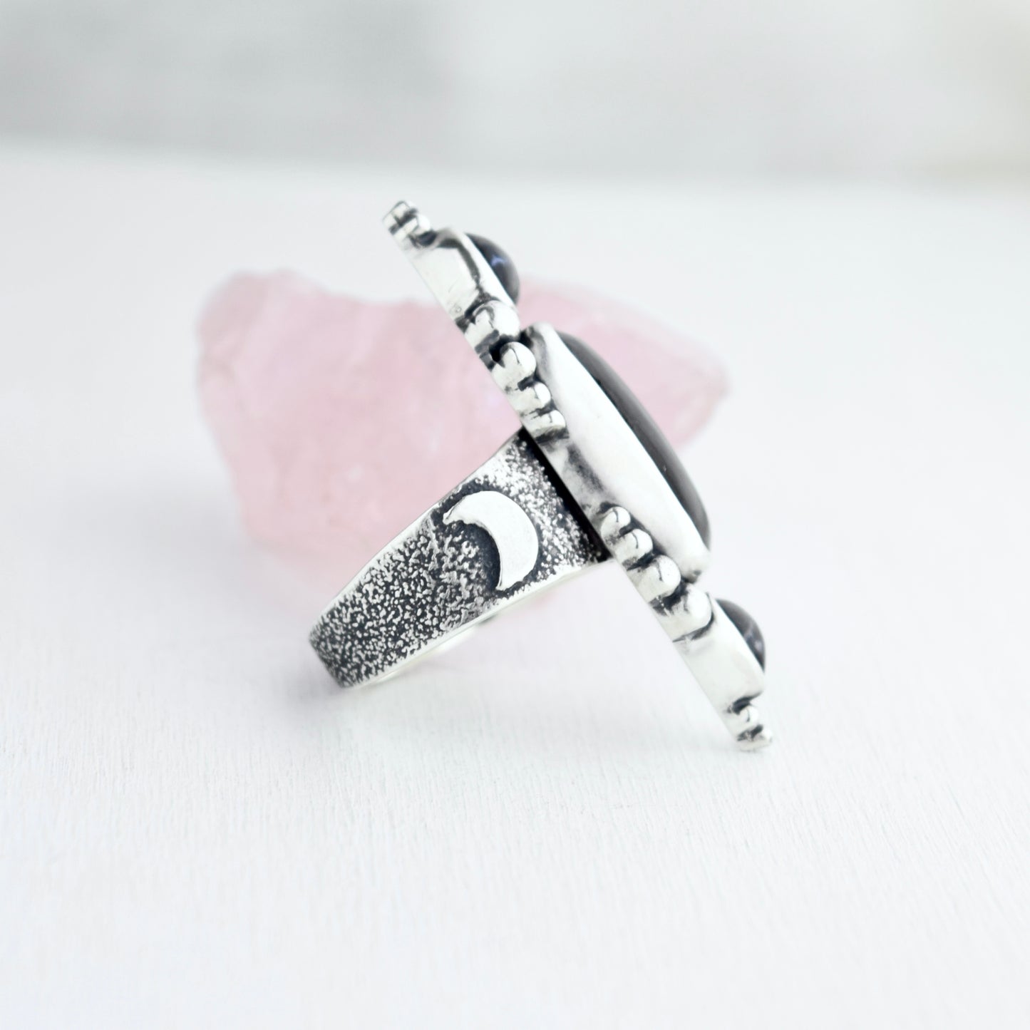 Encased Galaxy Iolite Ring size 7.25/7.5