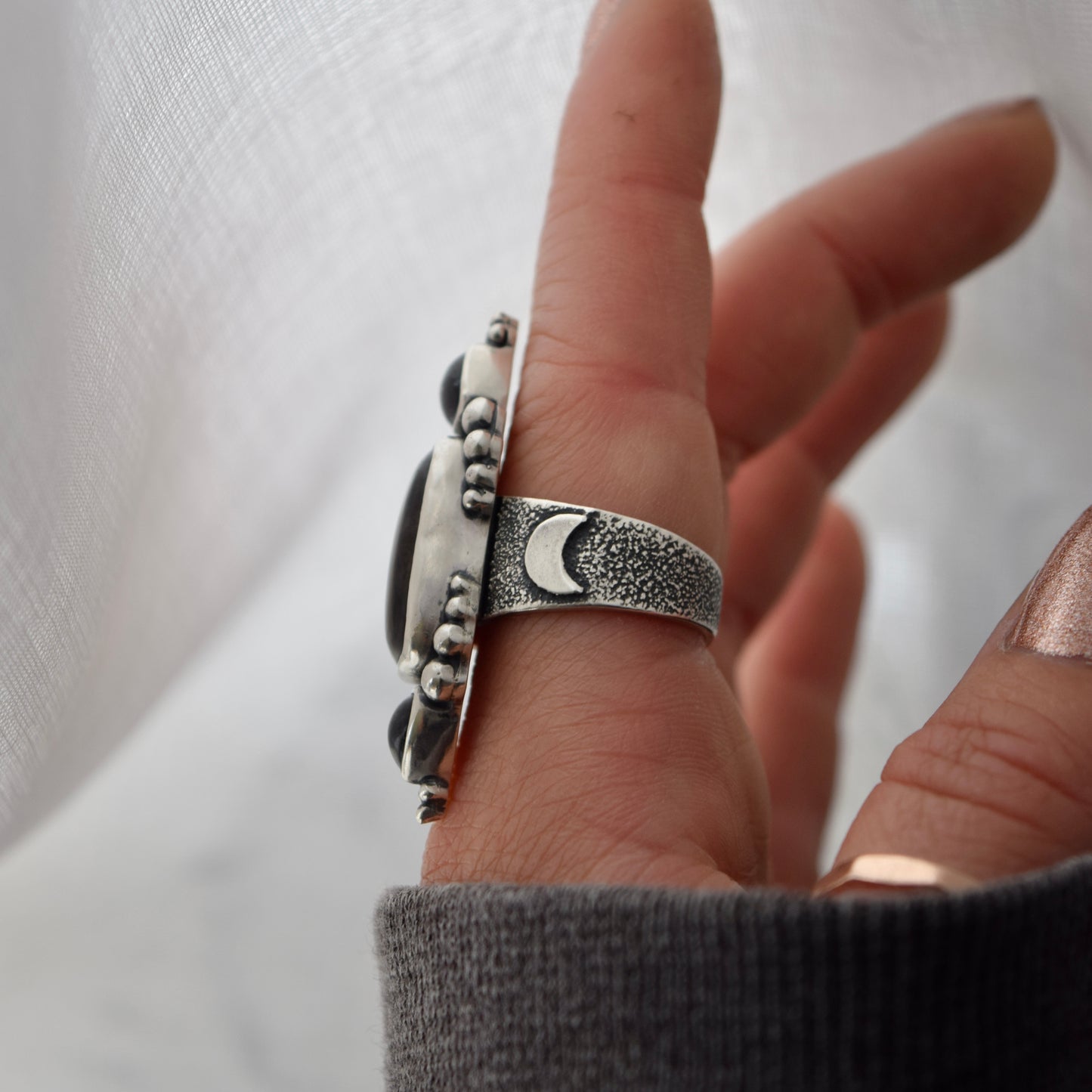 Encased Galaxy Iolite Ring size 7.25/7.5
