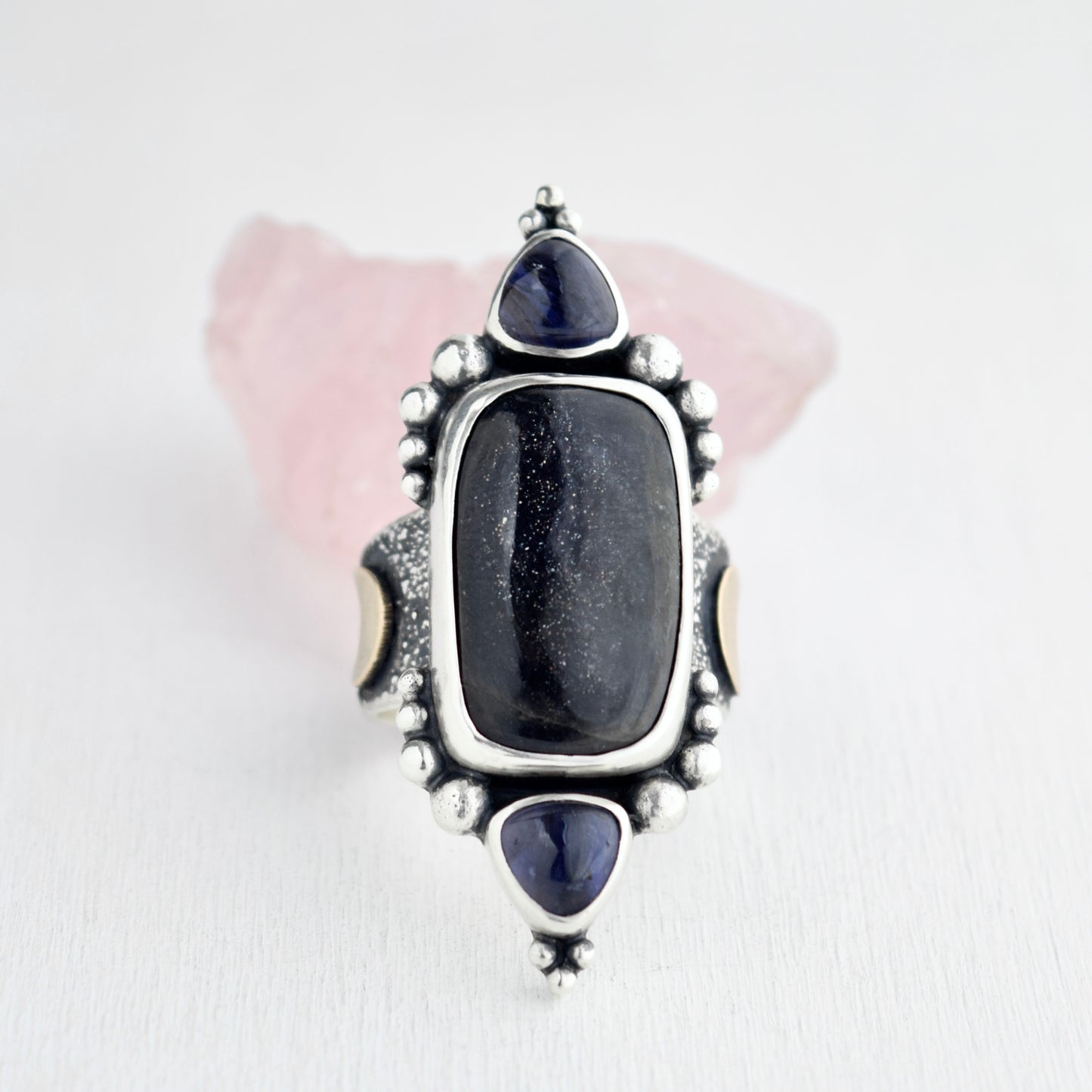 Encased Galaxy Iolite Ring size 8